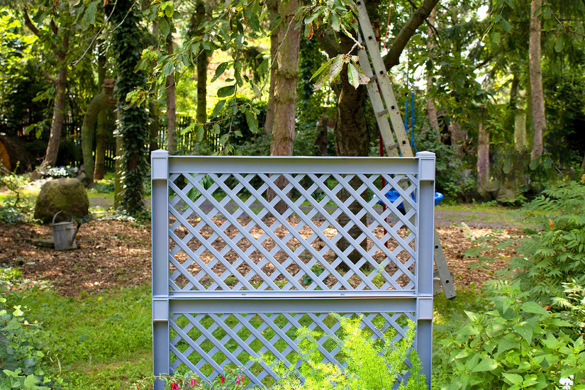 KHW Pflanzkasten und Spalier grau Kunststoff B/H/T: ca. 100x140x43 cm Pflanzkasten_u.Spalier_2tlg. - grau (100,00/140,00/43,00cm) - KHW