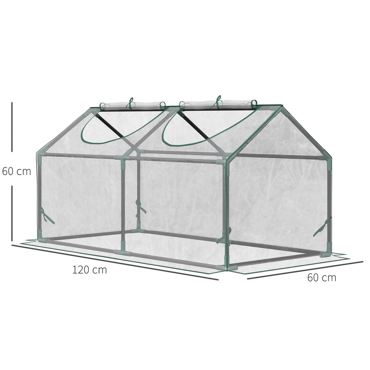 Outsunny Gewächshaus B/H/L: ca. 60x60x120 cm Gewächshaus - transparent (120,00/60,00/60,00cm) - Outsunny