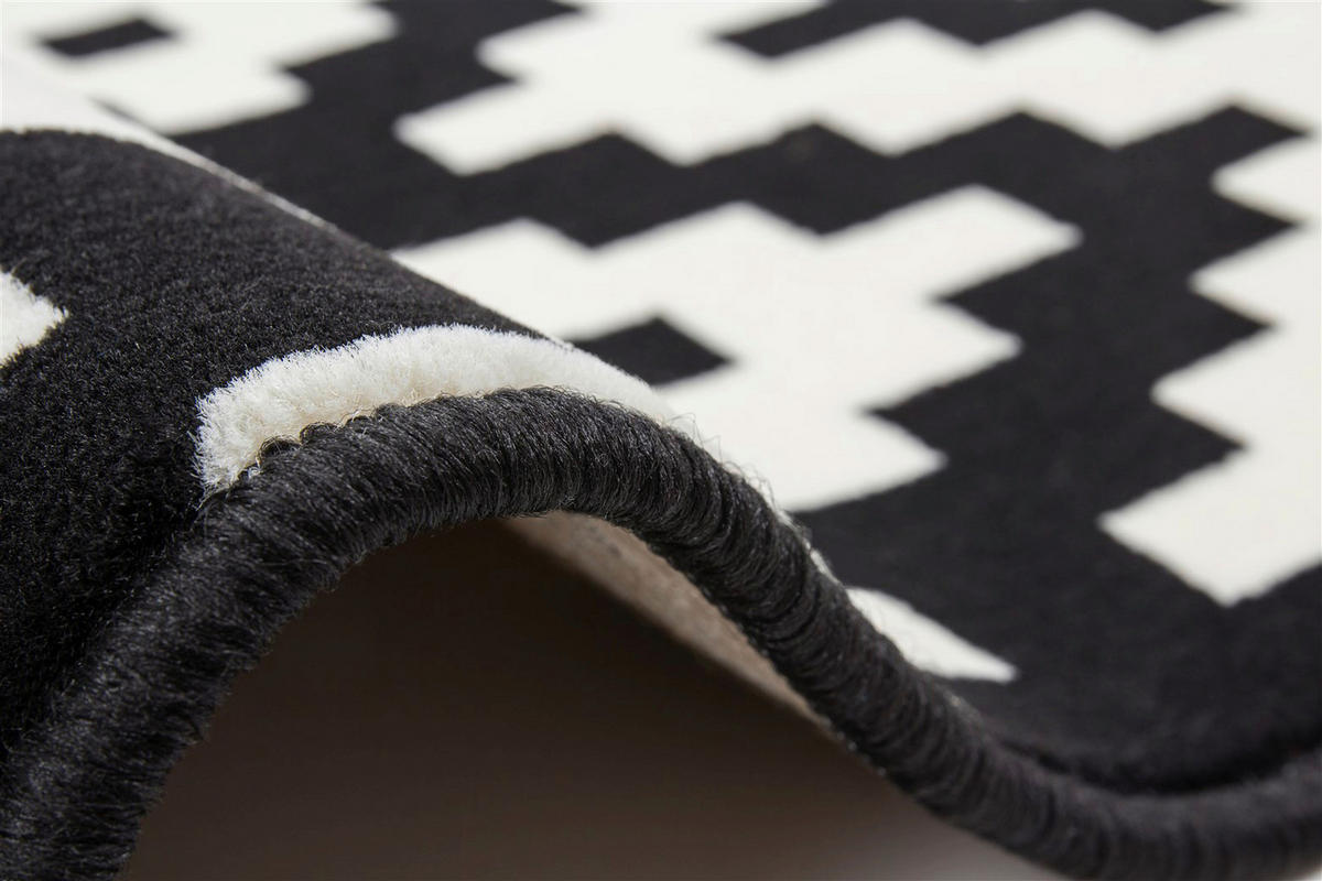 Kayoom Kurzflorteppich Now! 325 weiß B/L: ca. 80x150 cm Now! 325 - weiß/schwarz (80,00/150,00cm) - Kayoom