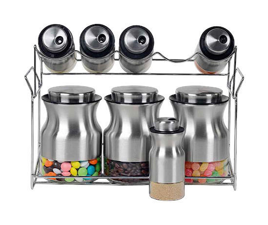 SCHÄFER Gewürzregal silber Edelstahl Gewürzregal_8tlg. - silber - SCHÄFER