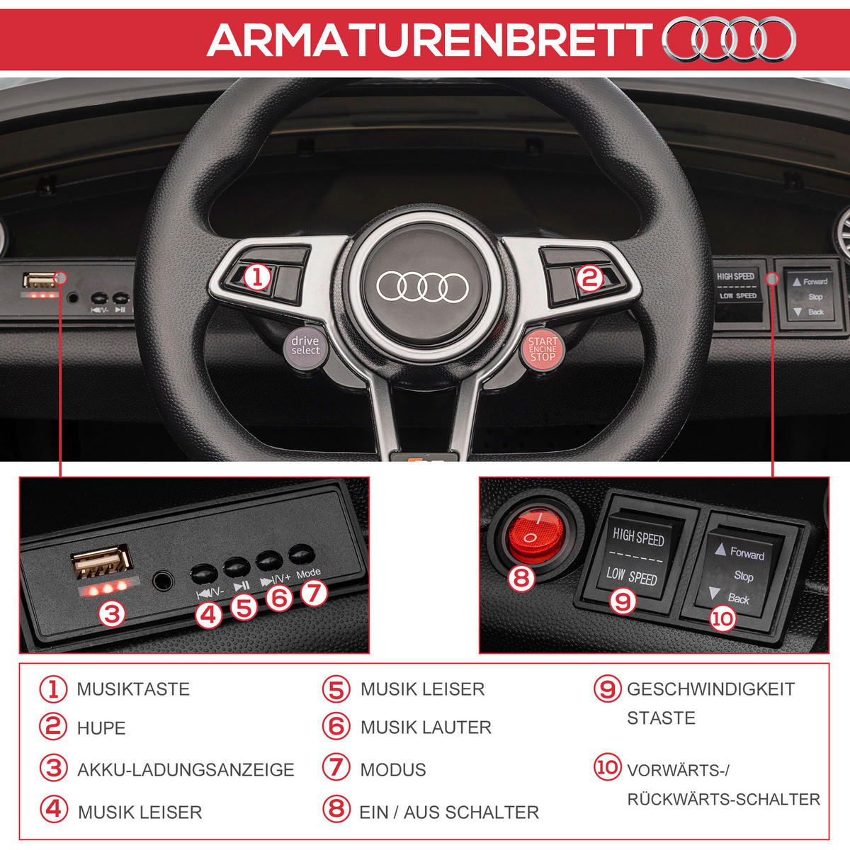 HOMCOM Kinder-Elektroauto schwarz B/H/L: ca. 60x44x102 cm Kinder-Elektroauto - schwarz (102,00/60,00/44,00cm) - HOMCOM
