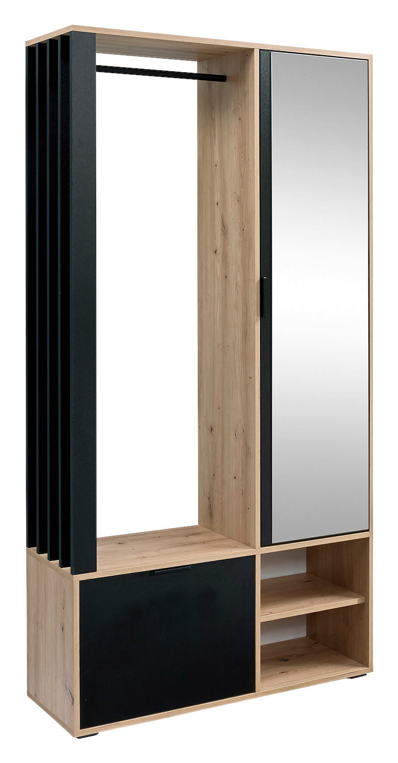 Garderobe EMILO Eiche Wotan Nachbildung schwarz B/H/T: ca. 100x189,4x33 cm EMILO - Eiche/schwarz (100,00/189,40/33,00cm) - WIPMEB