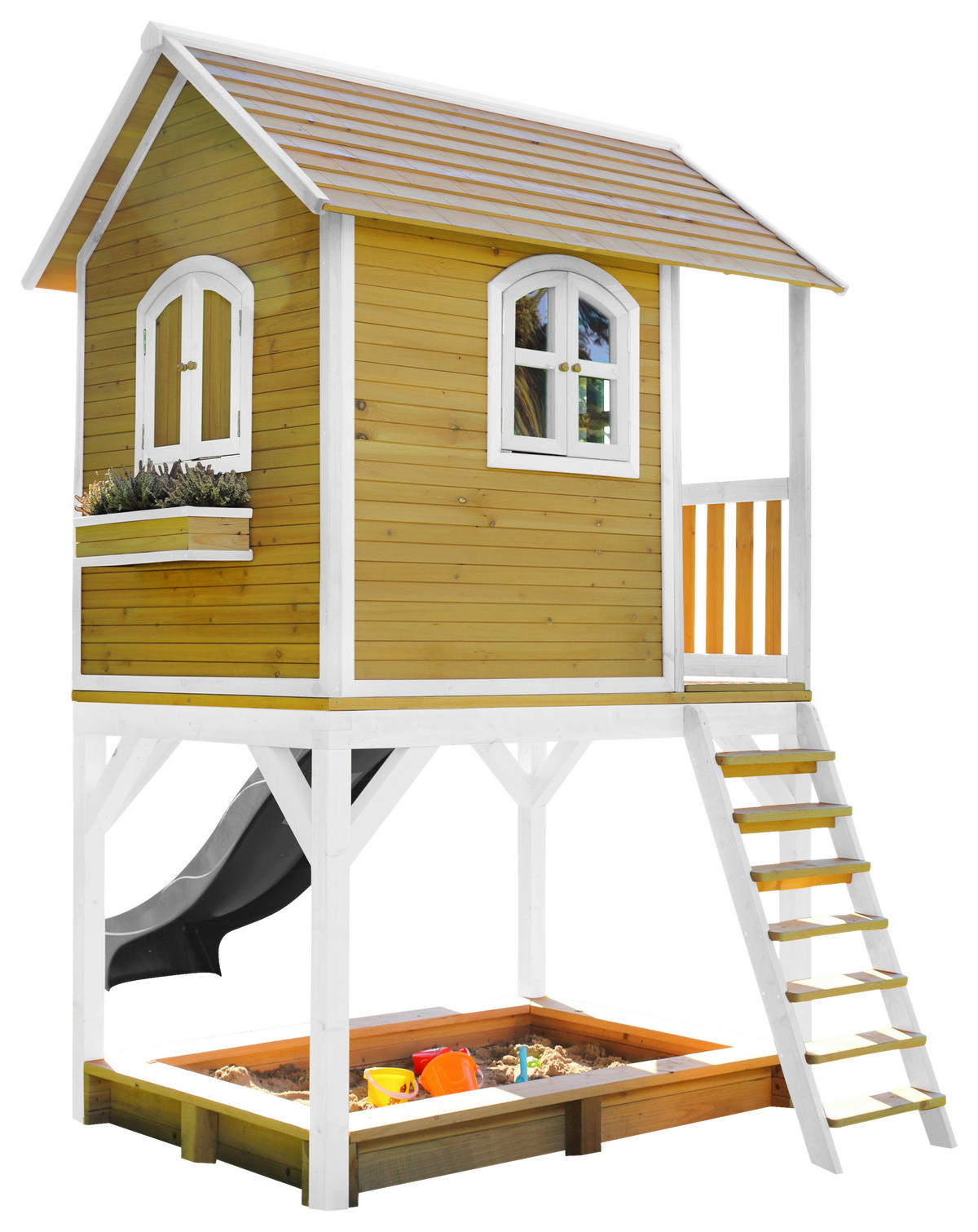 AXI Spielhaus Sarah braun B/H/L: ca. 370x291x191 cm Sarah - braun/weiß (191,00/370,00/291,00cm) - AXI