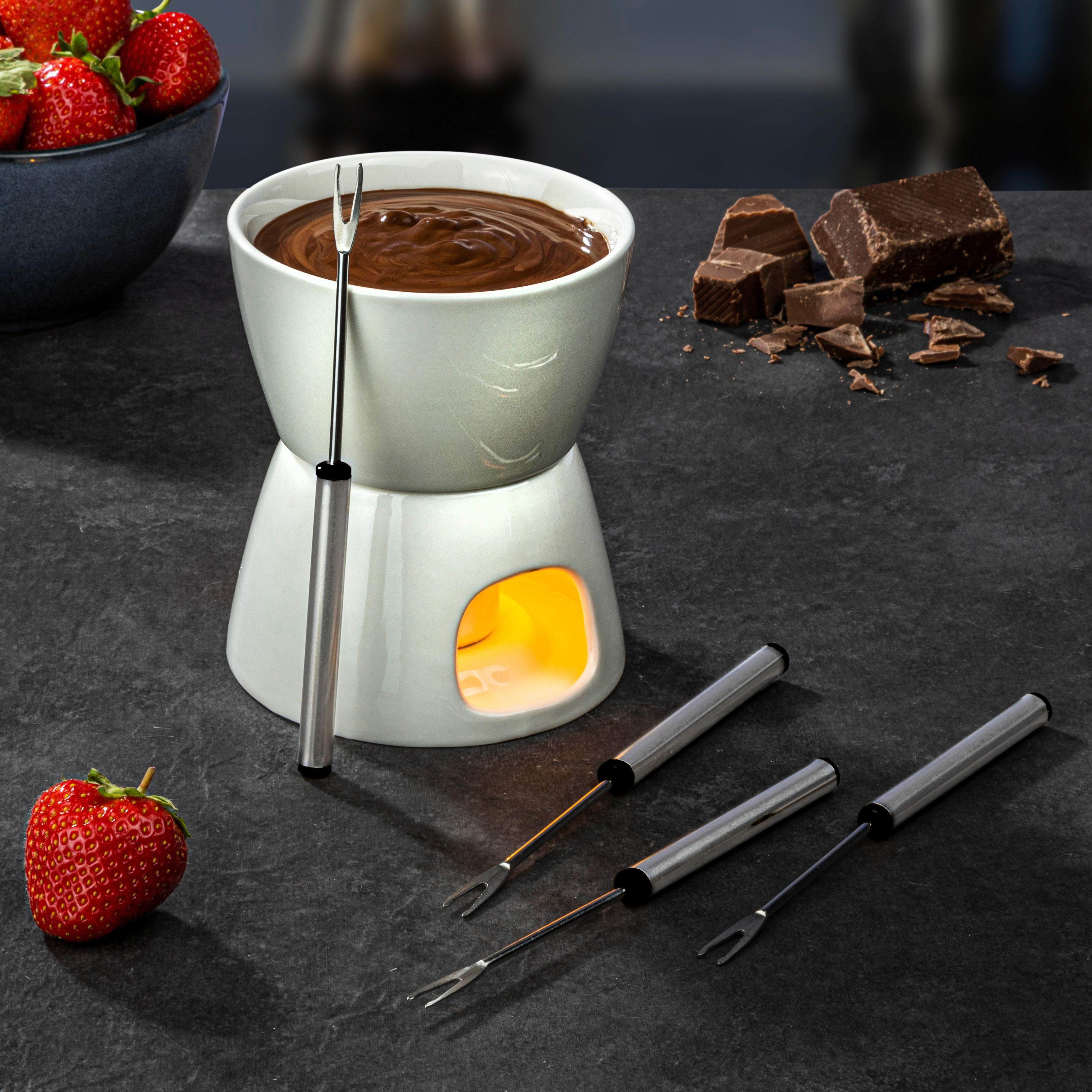 Fondue Set weiß Porzellan günstig online kaufen