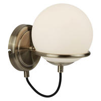 Searchlight Wandleuchte Opal messing Glas Stahl B/H/T: ca. 15x25x20 cm E14 1 Brennstellen Sphere - messing/Opal (15,00/25,00/20,00cm) - Searchlight