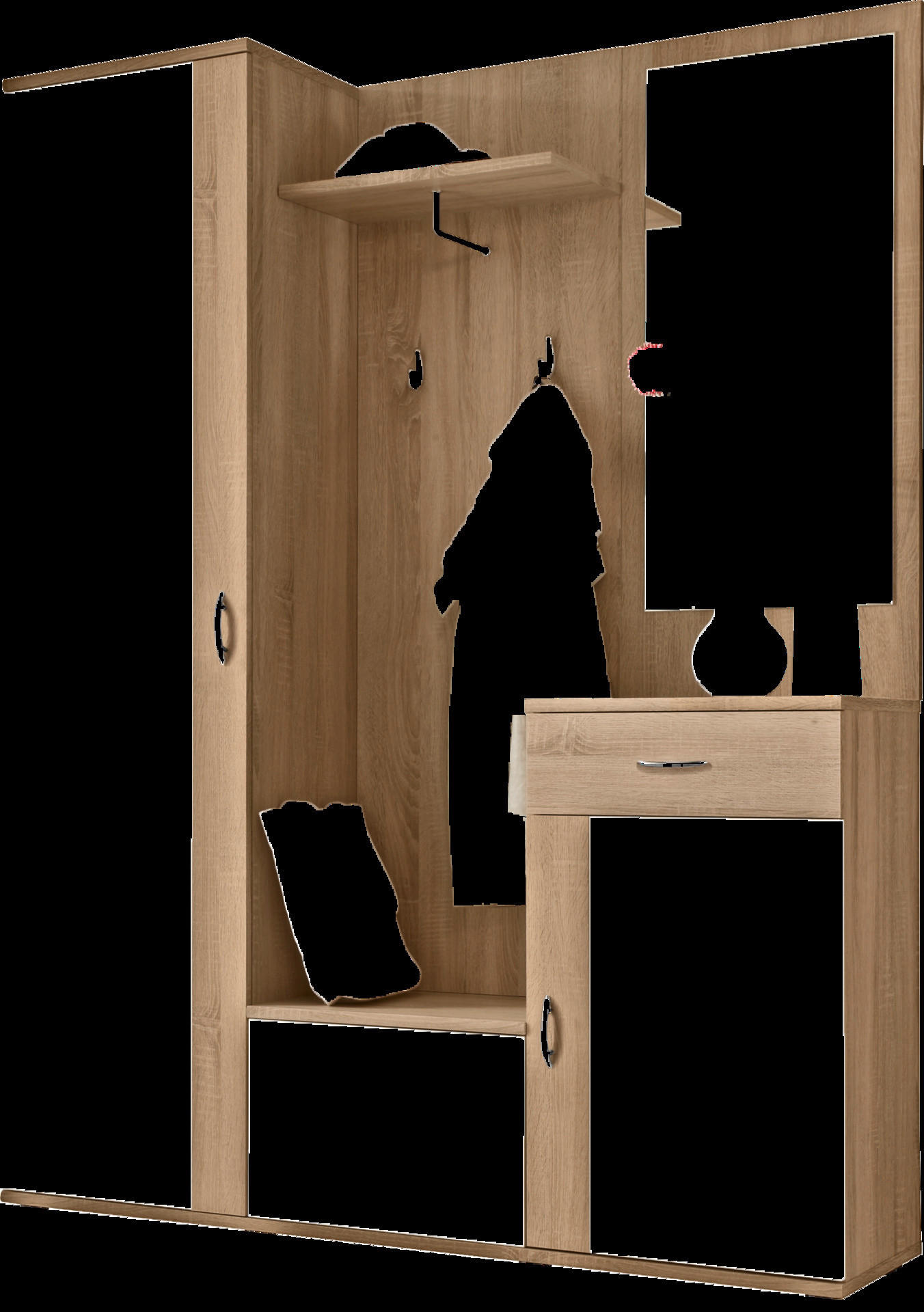 Garderobe Patent Eiche Sonoma Nachbildung weiß B/H/T: ca. 145x184x30 cm Patent - Eiche/weiß (145,00/184,00/30,00cm)