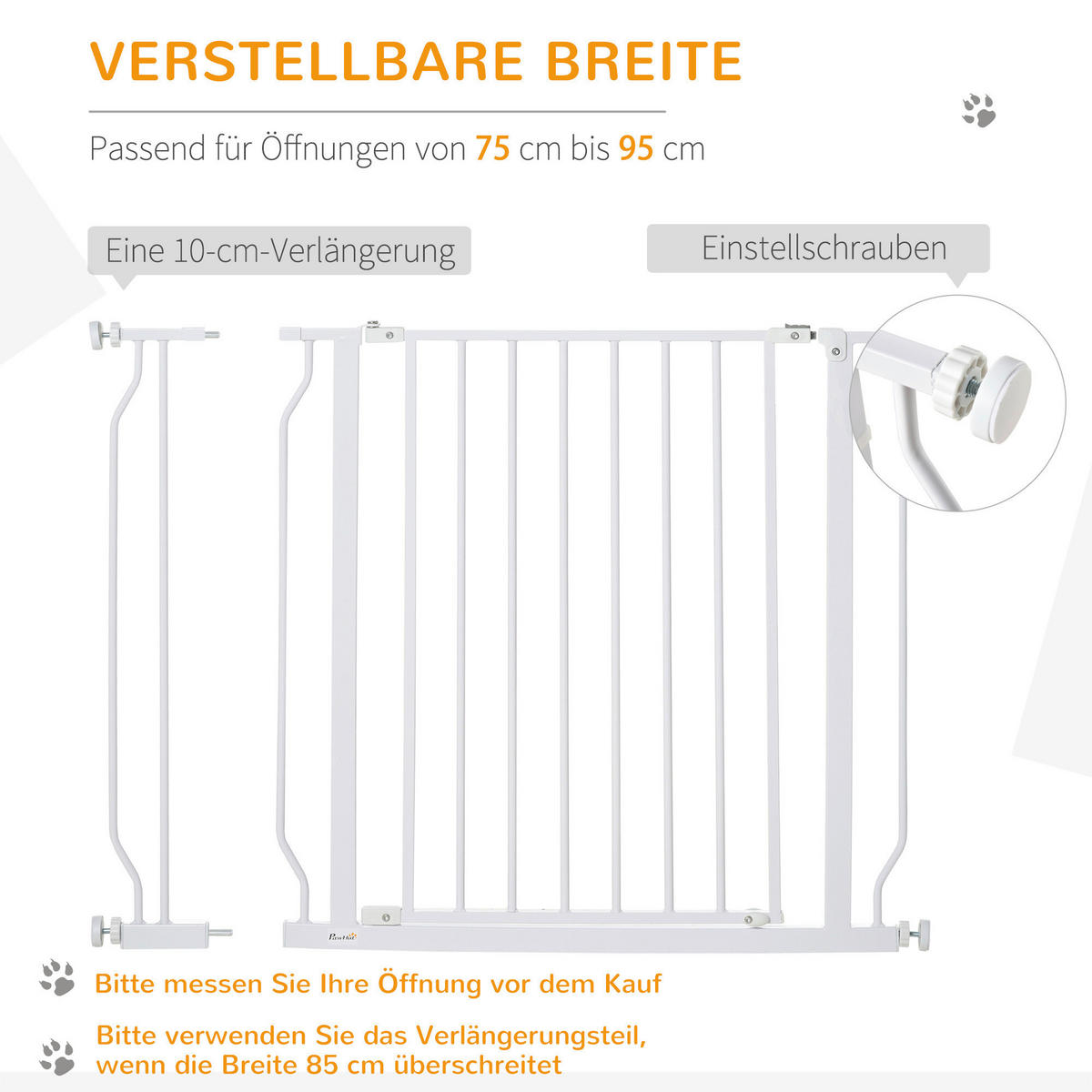 PawHut Tier-Zubehör weiß Kunststoff B/H/L: ca. 4x95x76 cm Schutzgitter - weiß (76,00/4,00/95,00cm) - PawHut
