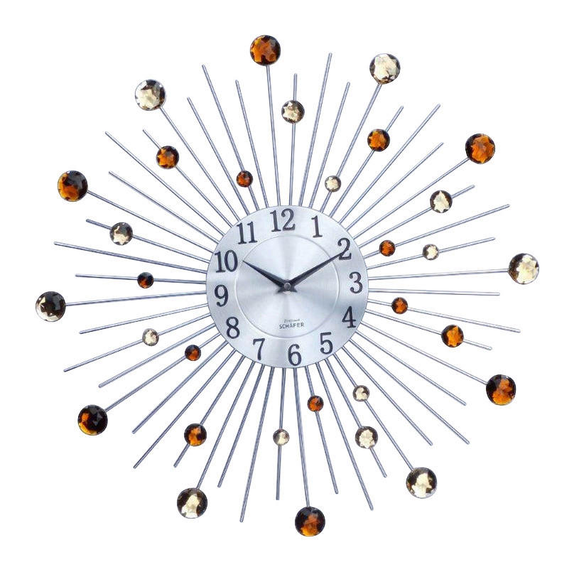 SCHÄFER Wanduhr silber T/D: ca. 3x50 cm Wanduhr 50cm - dunkelbraun/hellbraun (50,00cm) - SCHÄFER