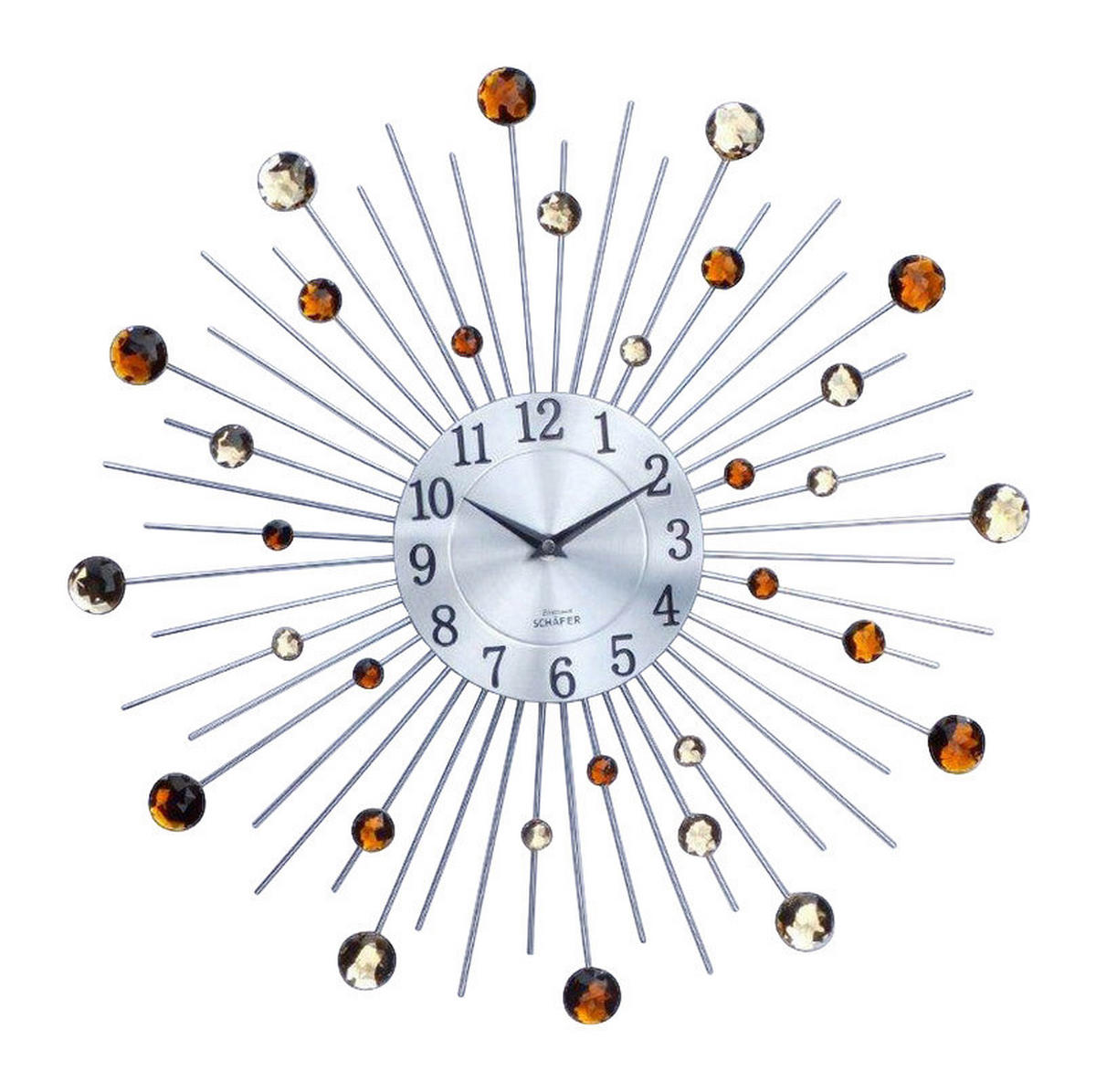 SCHÄFER Wanduhr silber T/D: ca. 3x50 cm Wanduhr 50cm - dunkelbraun/hellbraun (50,00cm) - SCHÄFER