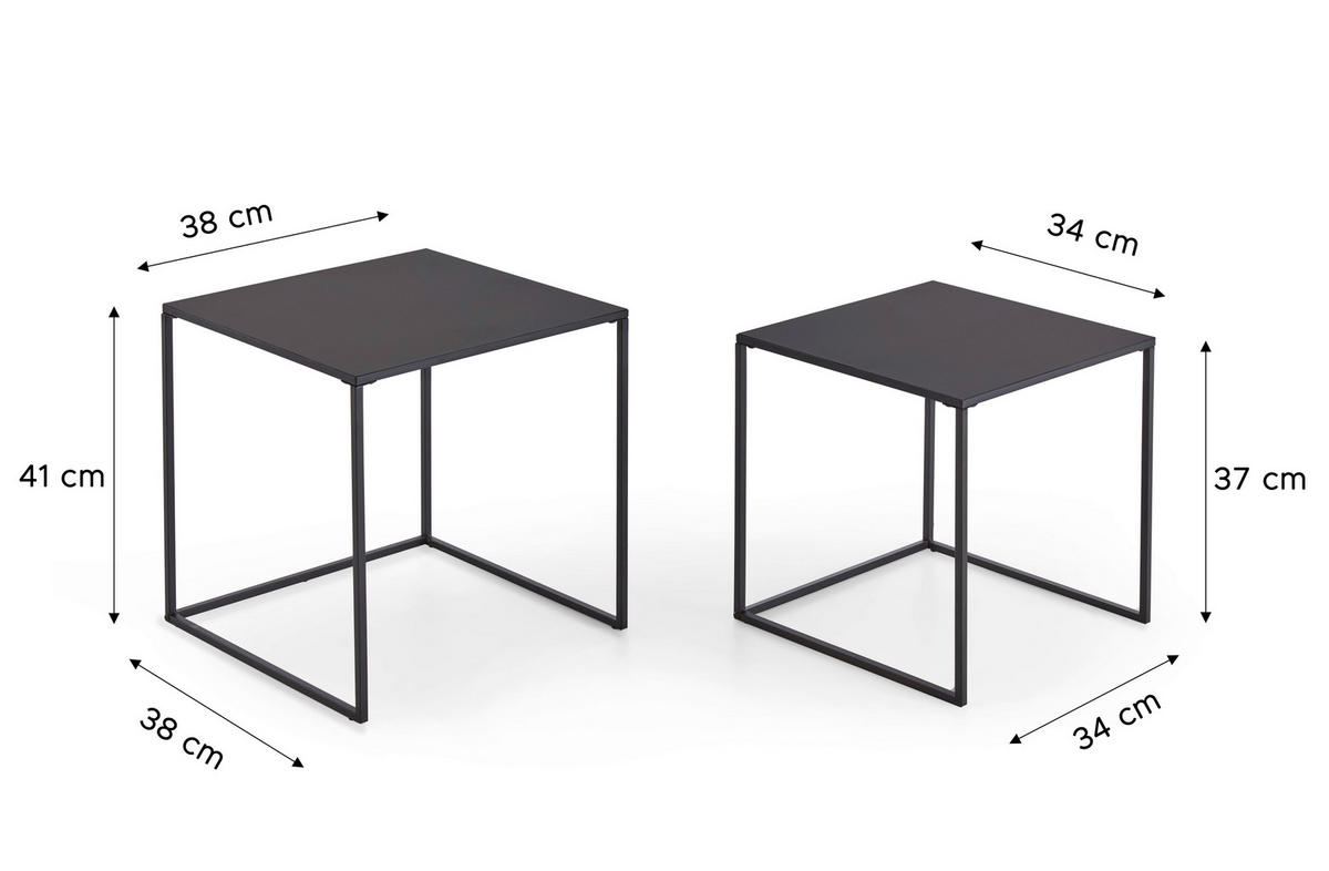 Couchtisch 2er Set schwarz B/H/T: ca. 38x41x38 cm 2er Set - schwarz (38,00/41,00/38,00cm) - xonox.home