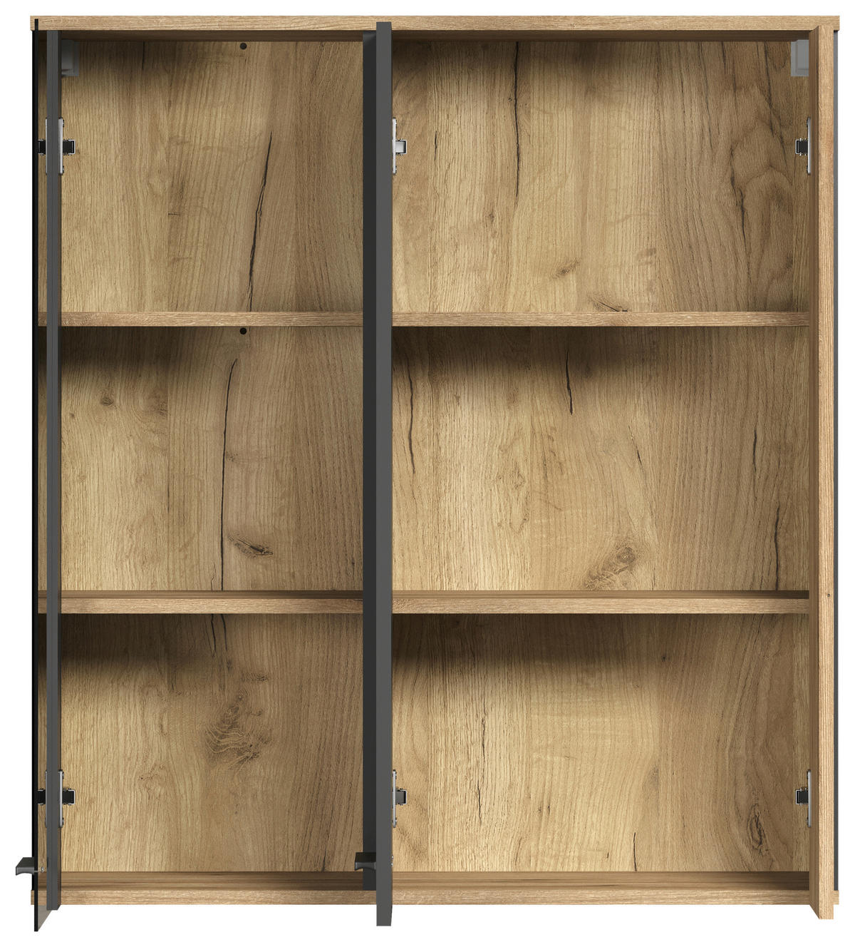Hängevitrine Esteban anthrazit Eiche Evoke Coast Nachbildung B/H/T: ca. 90x99x34 cm Esteban - Eiche/anthrazit (90,00/99,00/34,00cm)