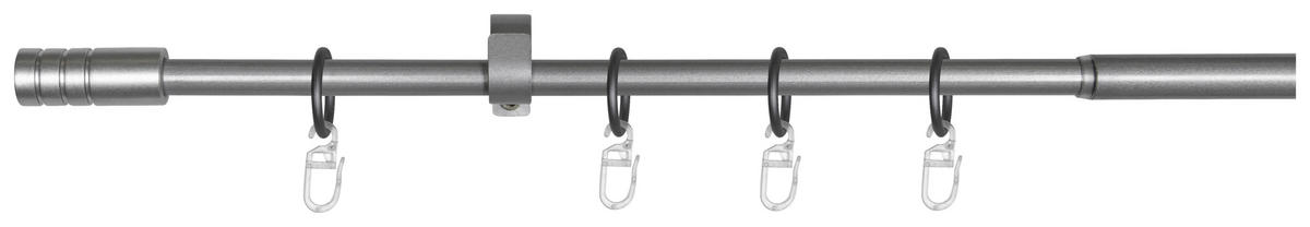 Gardinenstange silber Metall ausziehbar von ca. 120 bis 210 cm 1.0 Läufe Gardinenstange_Rillcube - silber
