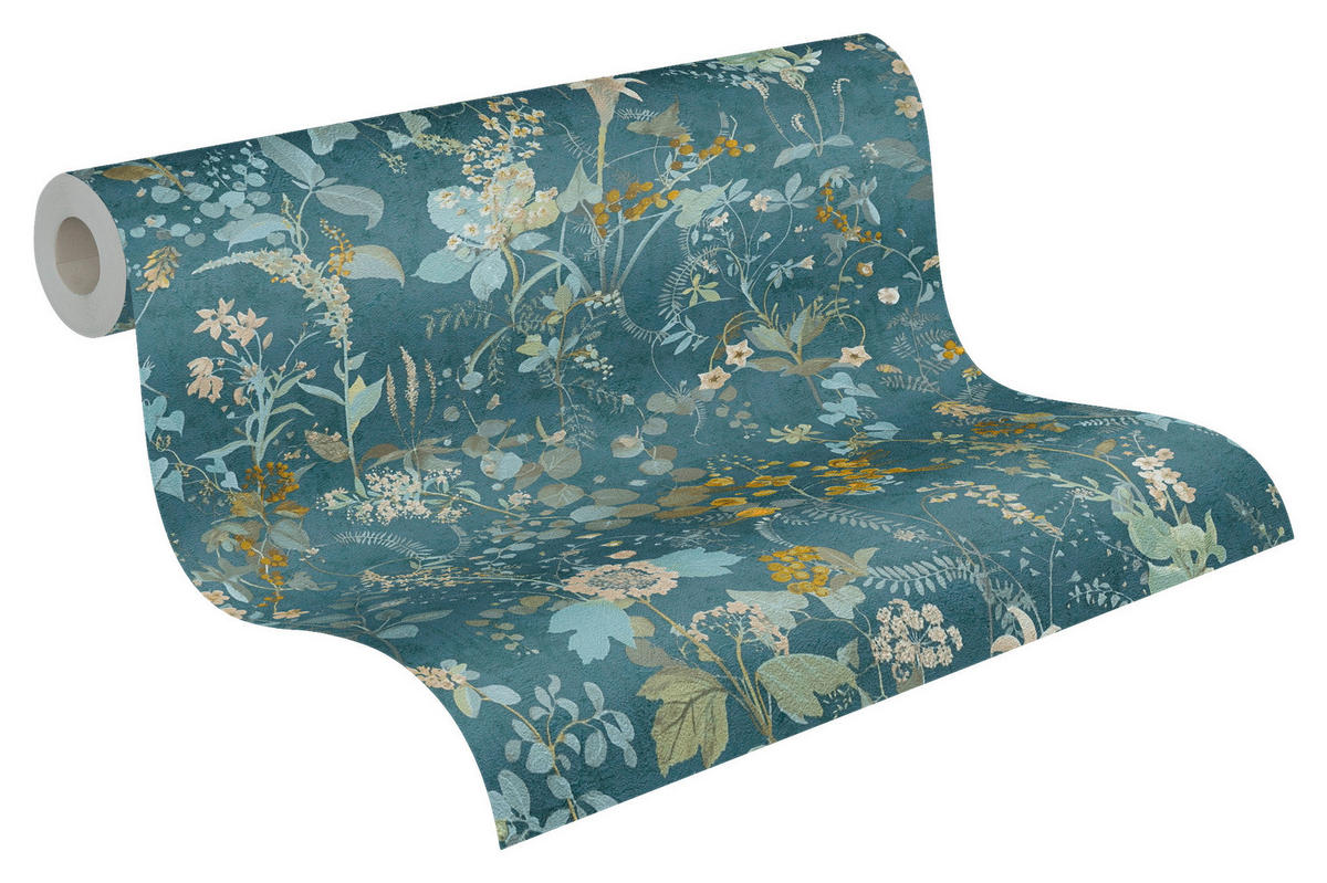 A.S.Creation Vliestapete blau petrol gelb B/H/D: ca. 53x1005x8,2 cm Vliestapete - blau/gelb (8,20/1005,00cm) - A.S.Creation