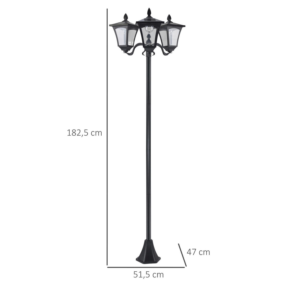 Solar Gartenleuchte 842-109 842-109 schwarz Edelstahl Kunststoff B/H/L: ca. 47x182,5x51,5 cm Solar Gartenleuchte 842-109 - schwarz (51,50/47,00/182,50cm) - Outsunny
