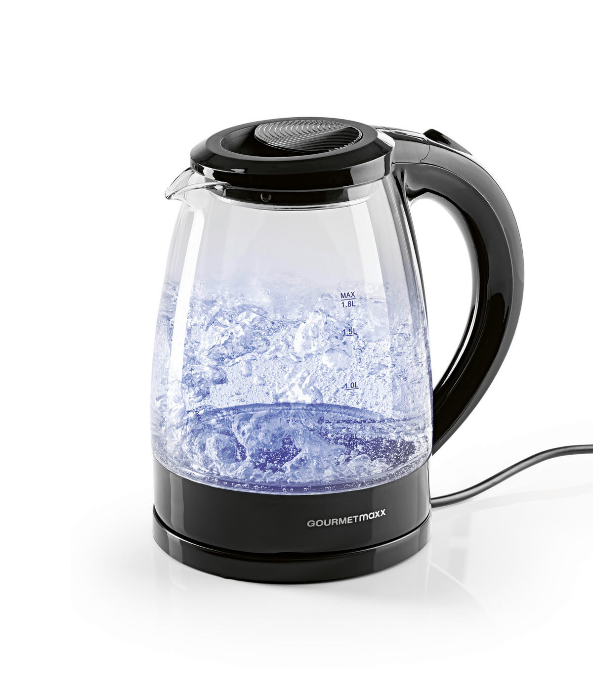 GOURMETmaxx Wasserkocher Wasserkocher_Glas - schwarz (22,00/19,00/23,00cm) - GOURMETmaxx