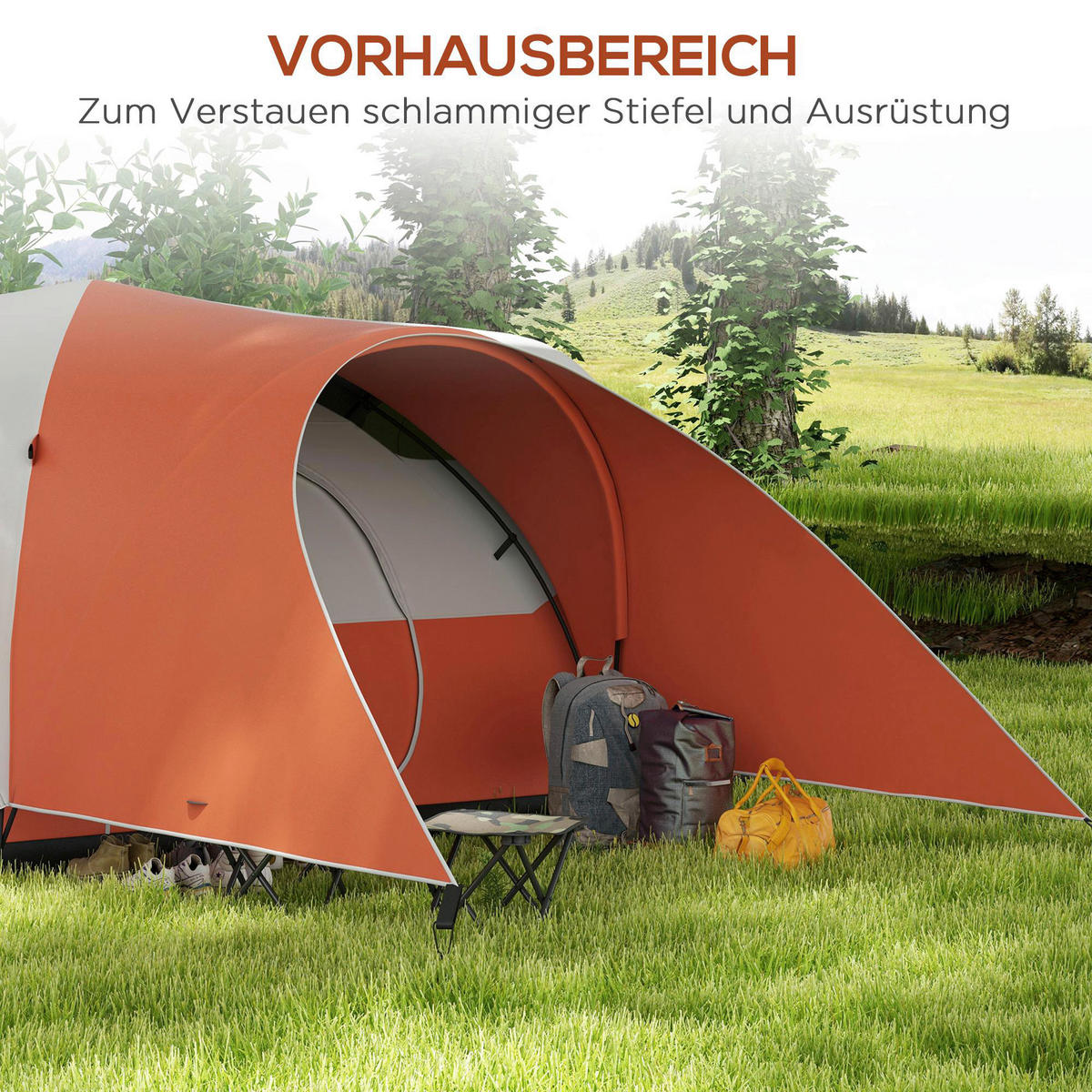 Outsunny Campingzelt B/H/L: ca. 300x198x550 cm Campingzelt - orange (550,00/300,00/198,00cm) - Outsunny
