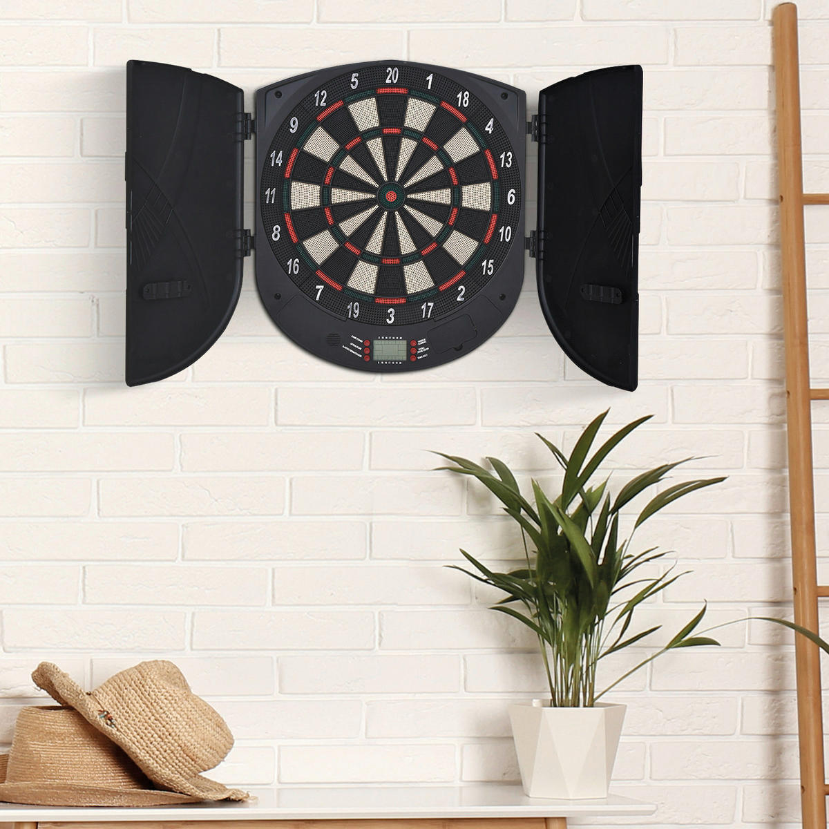 HOMCOM elektrische Dartscheibe B/H/T: ca. 46,5x50,5x4,4 cm Dartscheibe_elektronisch - schwarz (46,50/50,50/4,40cm) - HOMCOM