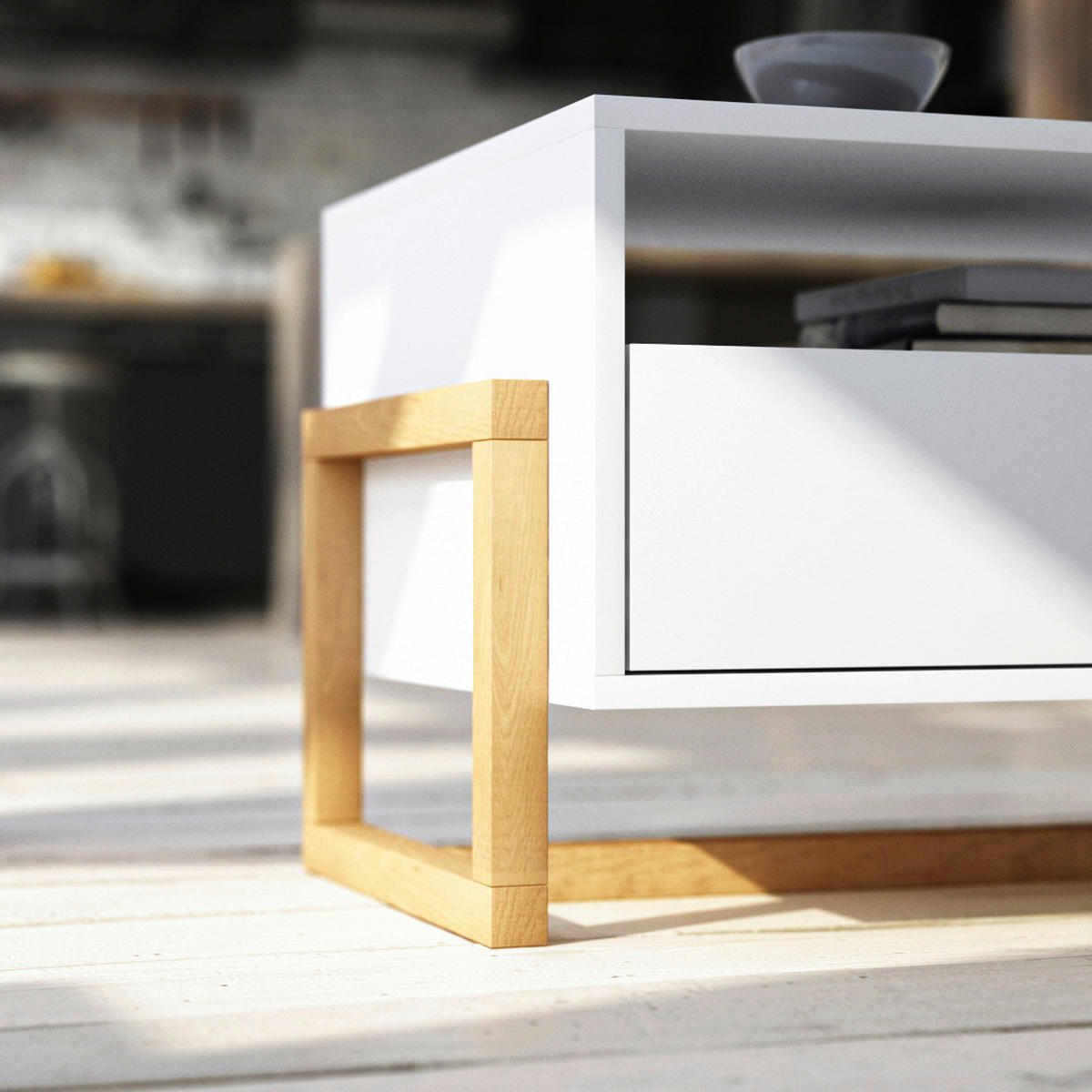 Couchtisch Oslo weiß matt Eiche Nachbildung B/H/T: ca. 119,2x41,3x50 cm Oslo - Eiche/weiß (119,20/41,30/50,00cm) - WIPMEB