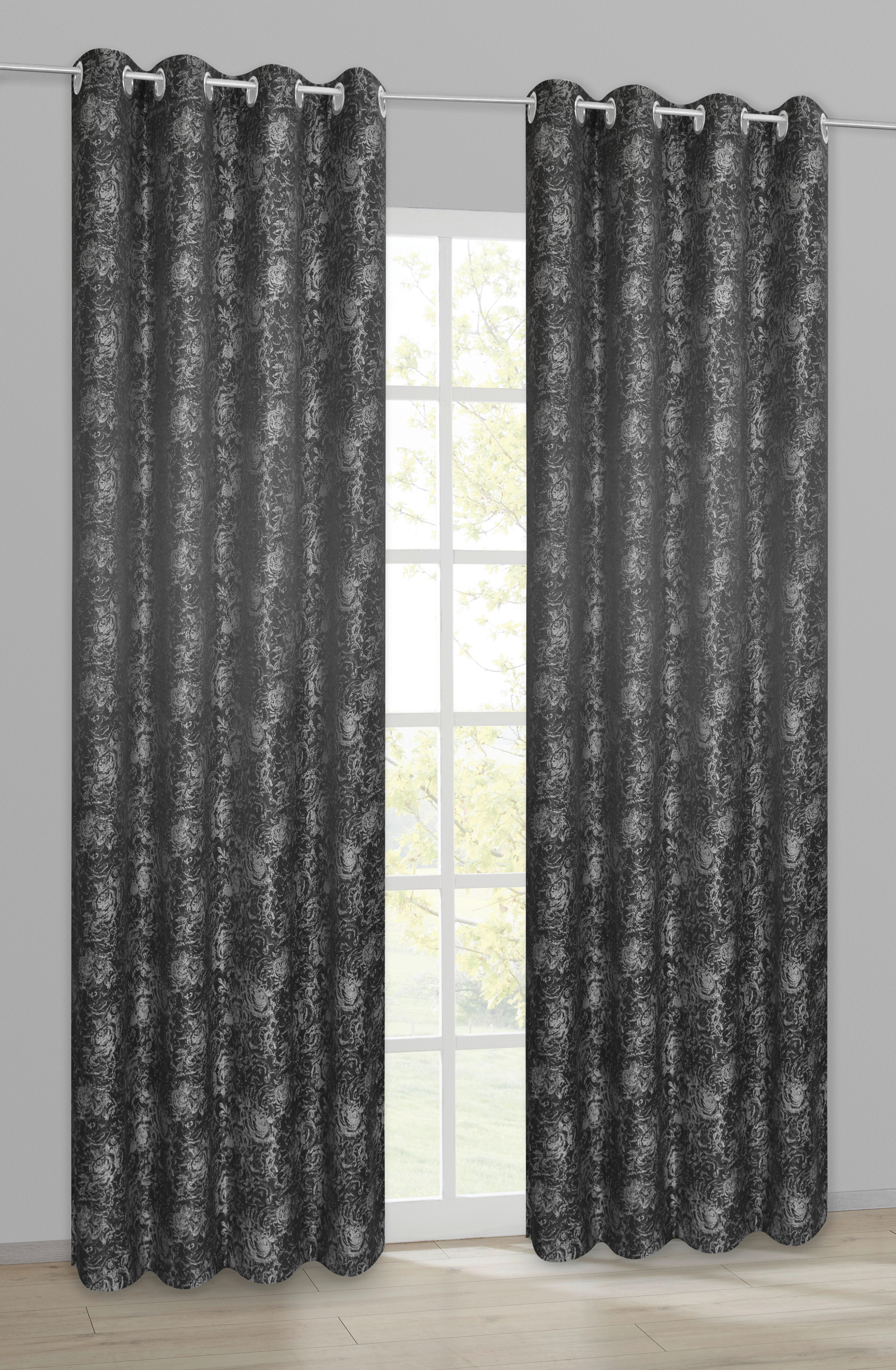 Ösenvorhang Roses schwarz B/H: ca. 140x245 cm Roses - schwarz (140,00/245,00cm) - POCOline