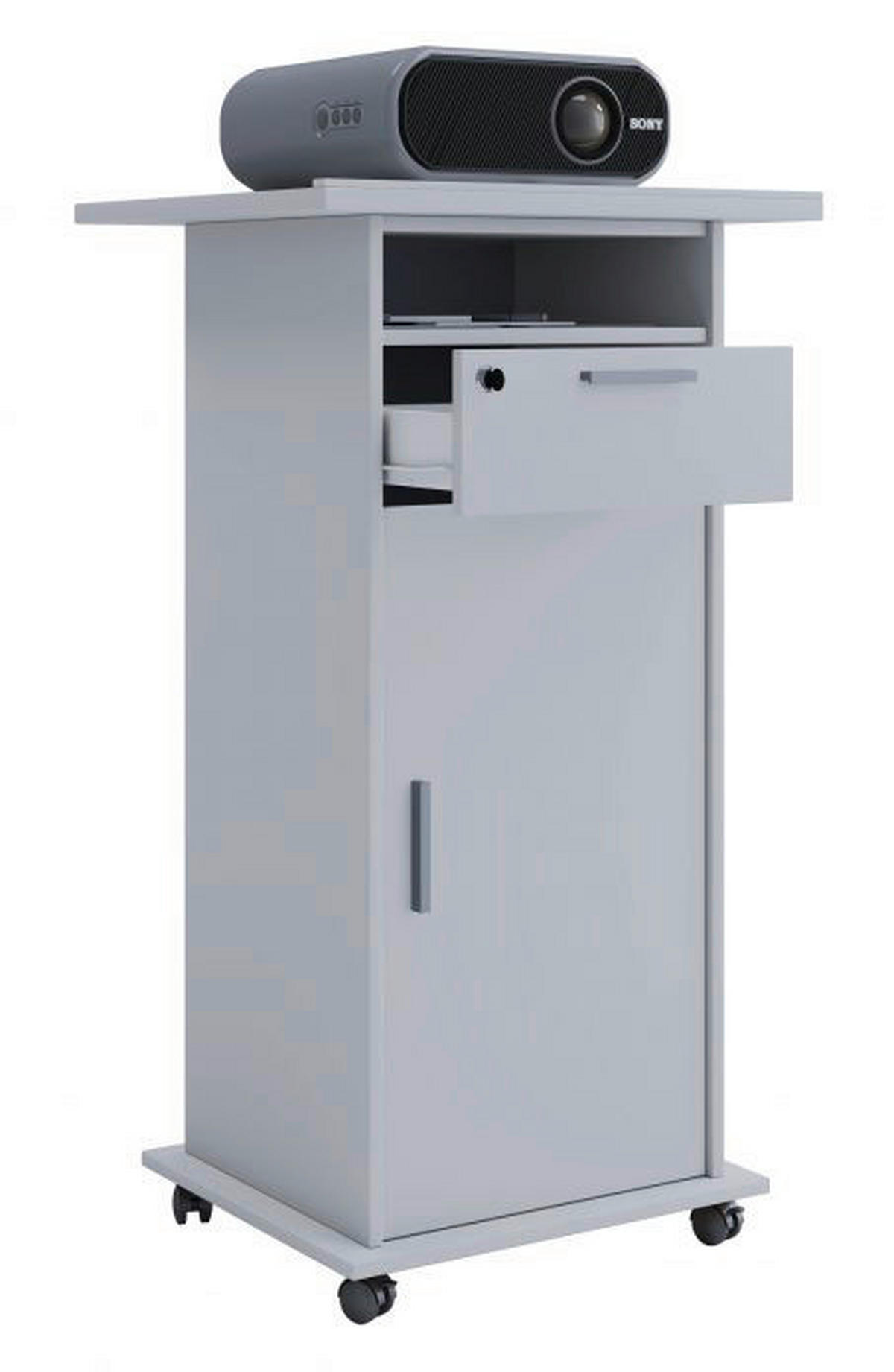 VCM Beamer-Stand weiß Beamer-Stand Neta mit Tür - weiß (60,00/108,00/50,00cm) - VCM