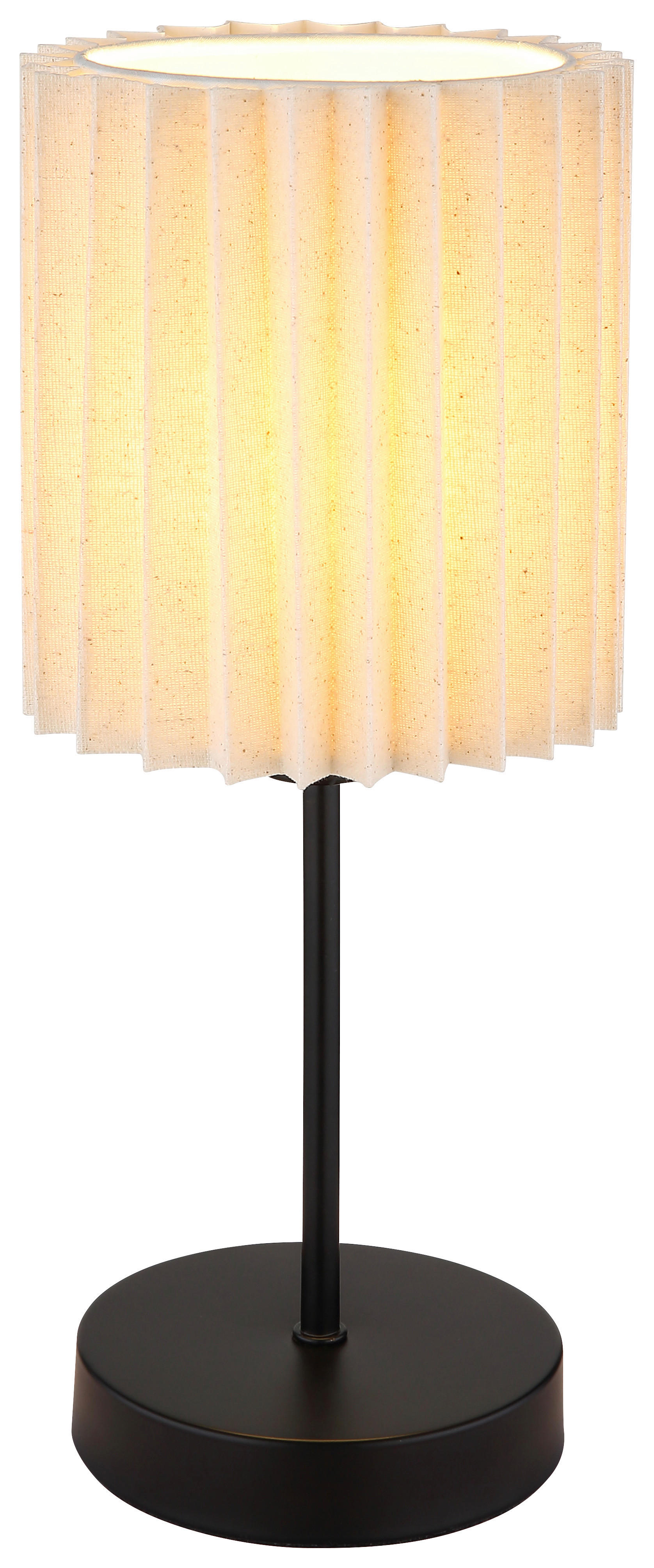 GLOBO Tischleuchte mattschwarz natur Textil Metall H/D: ca. 35x15 cm E14 1 Brennstellen PAGE - natur/mattschwarz (15,00/35,00cm) - GLOBO