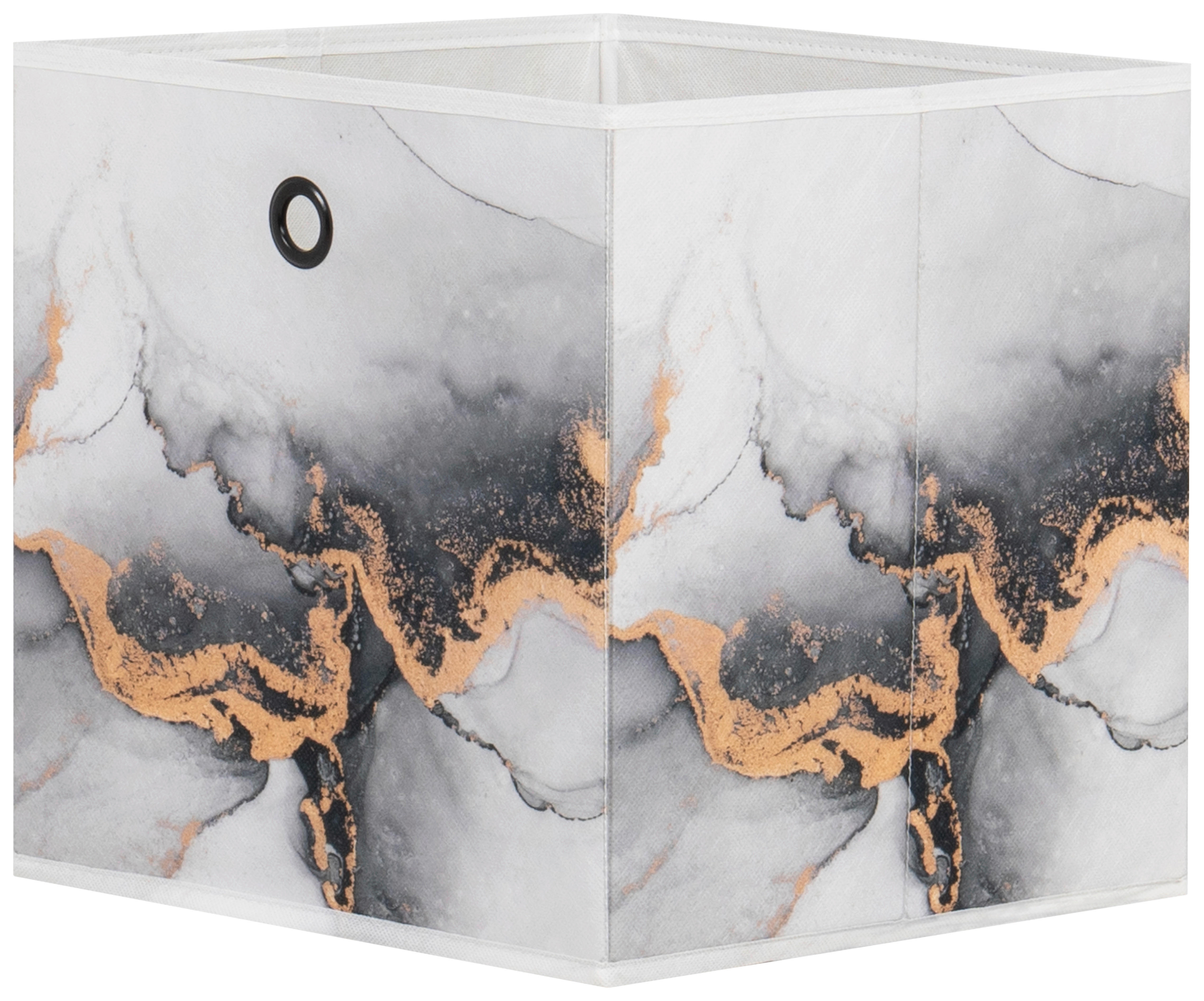 Motivbox Mamor grau gold B/H/T: ca. 32x32x32 cm Mamor - gold/grau (32,00/32,00/32,00cm)