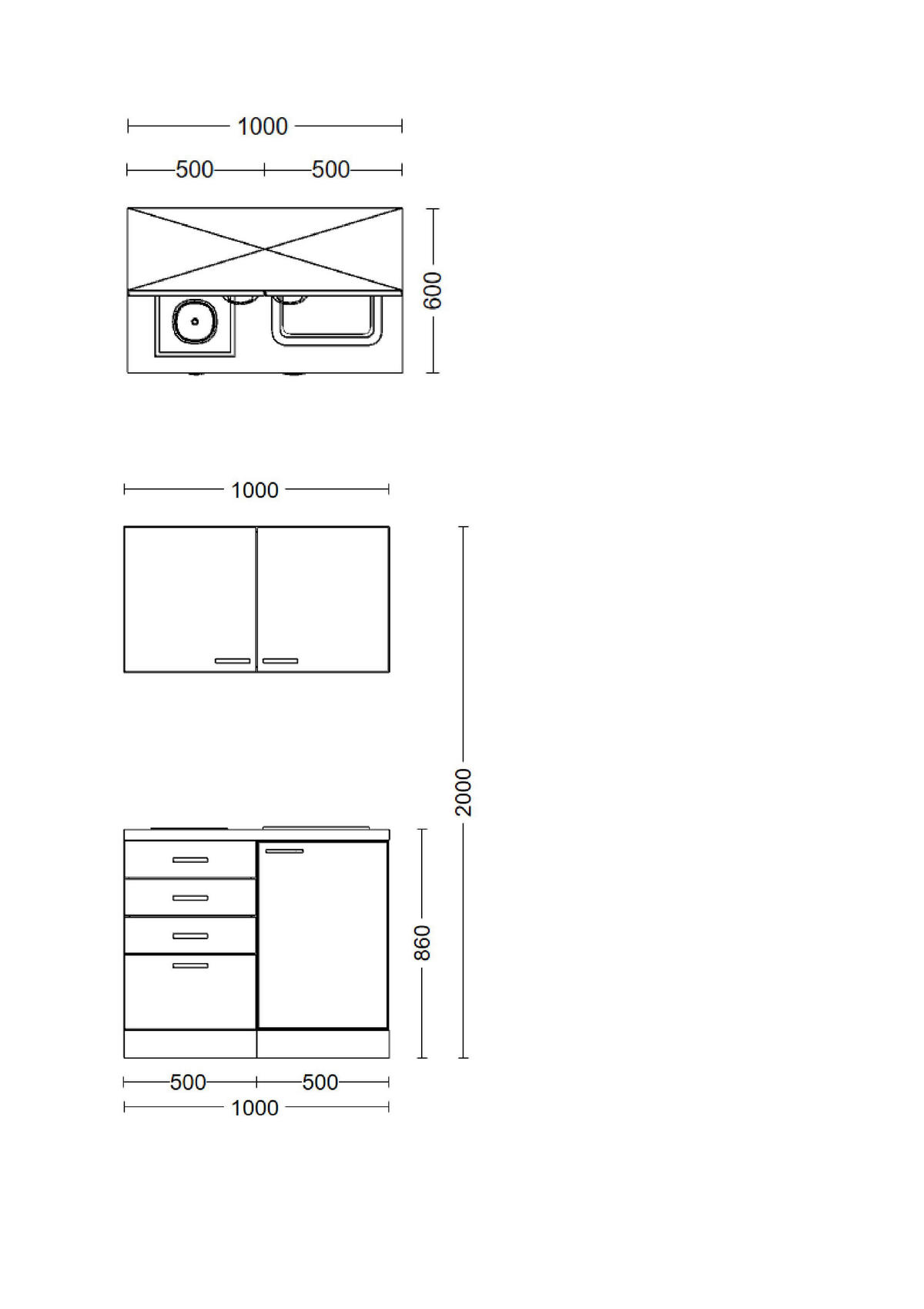 Küchenblock Valero weiß Hochglanz B/H/T: ca. 100x200x60 cm Valero - Eiche/weiß (100,00/200,00/60,00cm) - Flex-Well