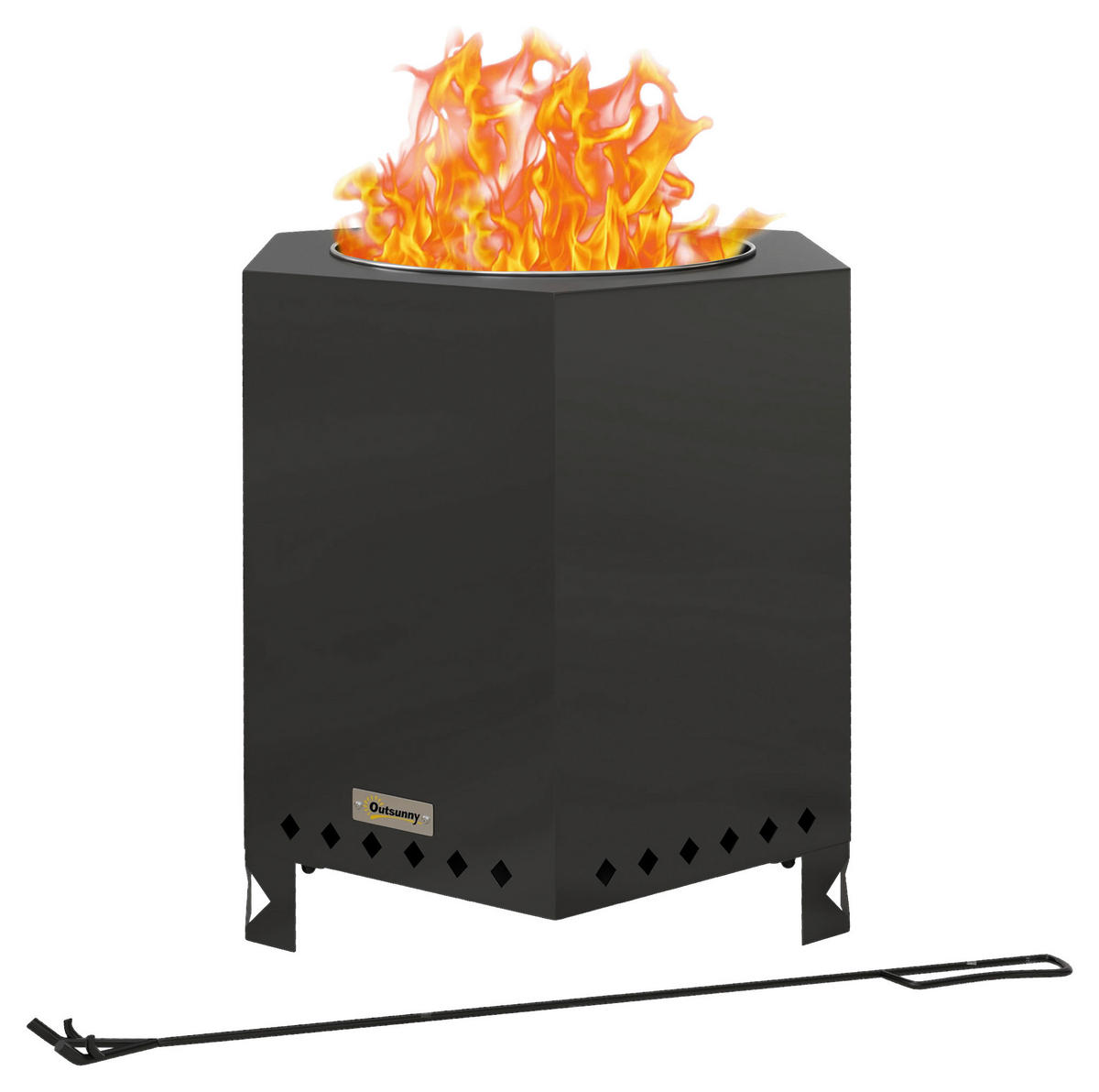 Outsunny Feuerschale schwarz Edelstahl B/H/L: ca. 38,8x46,5x45 cm Feuerschale - schwarz (45,00/38,80/46,50cm) - Outsunny