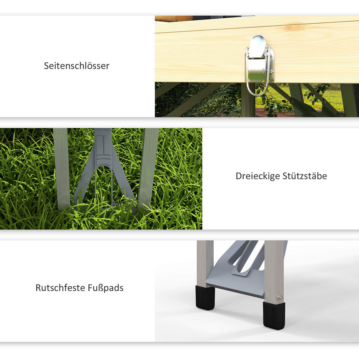 Outsunny Campingartikel B/H/L: ca. 72,5x86x67 cm Campingtisch - natur (67,00/72,50/86,00cm) - Outsunny