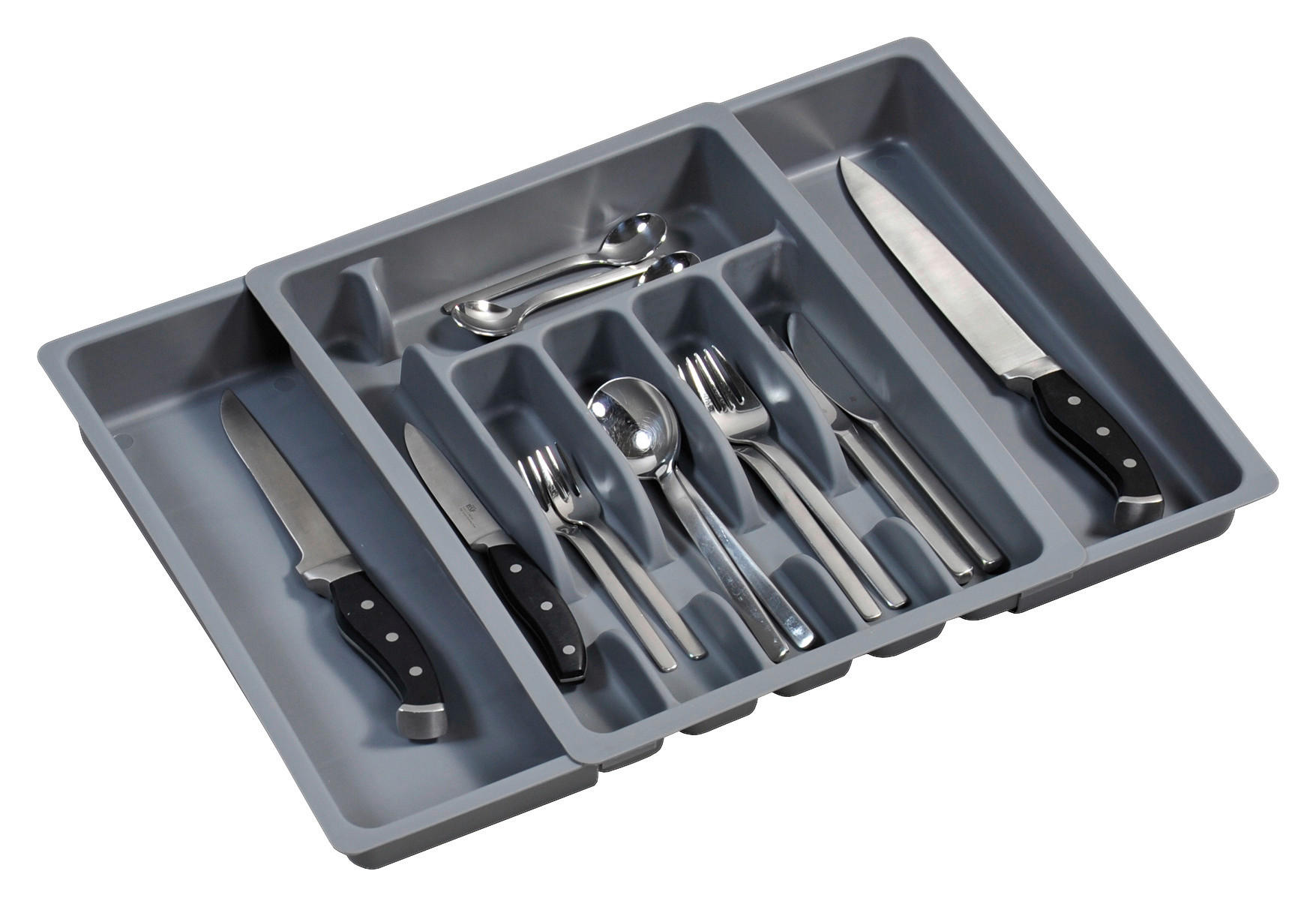 Kesper Besteckkasten grau Kunststoff B/H/T: ca. 29x6,5x38 cm Besteckkasten - grau (29,00/6,50/38,00cm) - Kesper