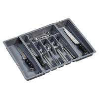 Kesper Besteckkasten grau Kunststoff B/H/T: ca. 29x6,5x38 cm Besteckkasten - grau (29,00/6,50/38,00cm) - Kesper