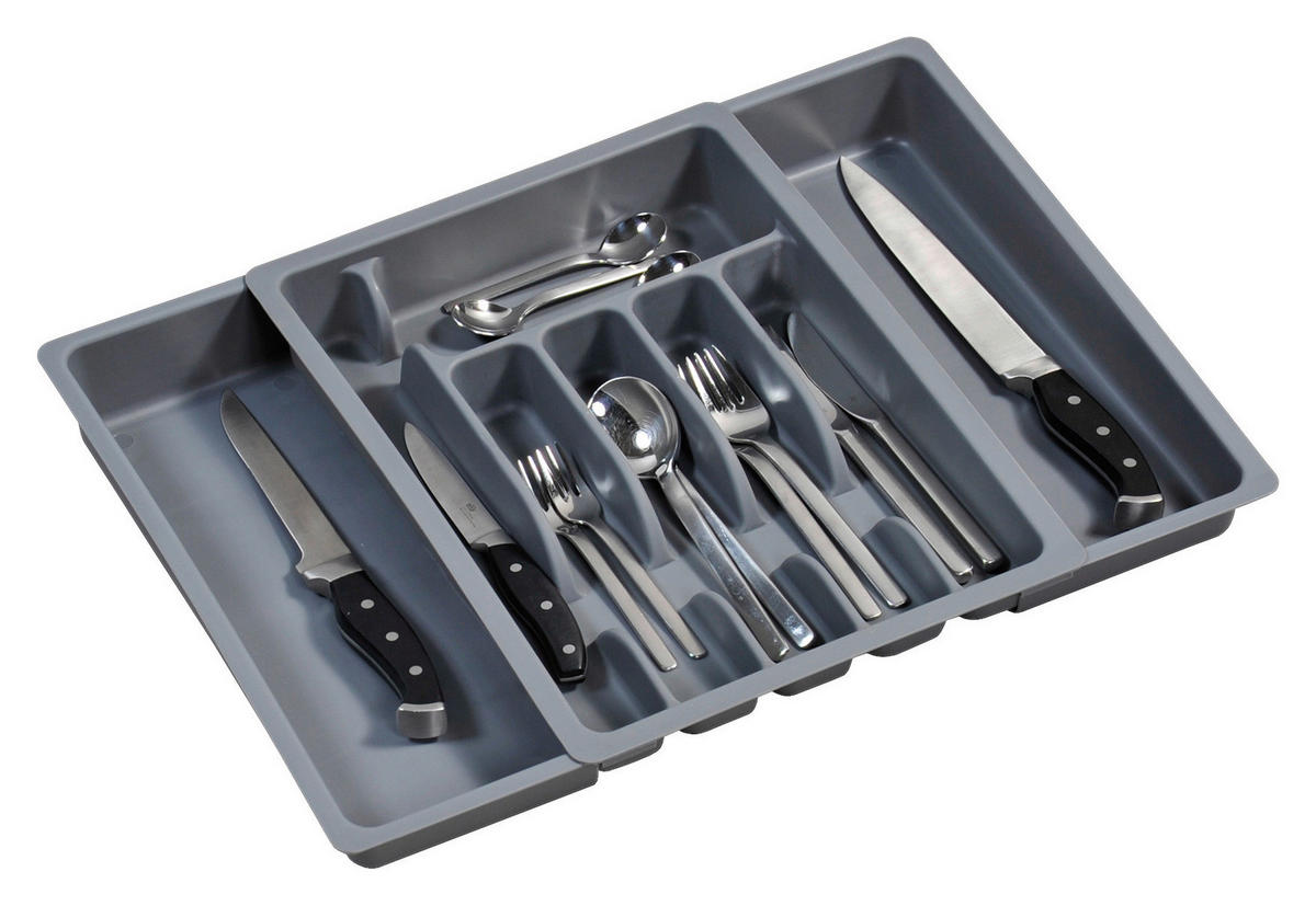 Kesper Besteckkasten grau Kunststoff B/H/T: ca. 29x6,5x38 cm Besteckkasten - grau (29,00/6,50/38,00cm) - Kesper