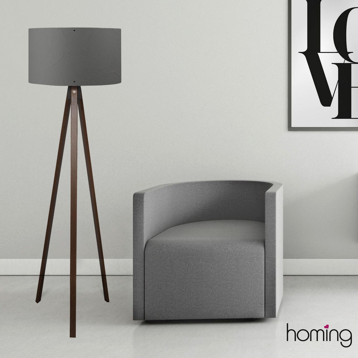 Opviq Stehleuchte grau MDF PVC B/H/T/L/D: ca. 38x140x38x38x38 cm E27 1 Brennstellen AYD - grau (38,00/38,00/140,00cm) - Opviq