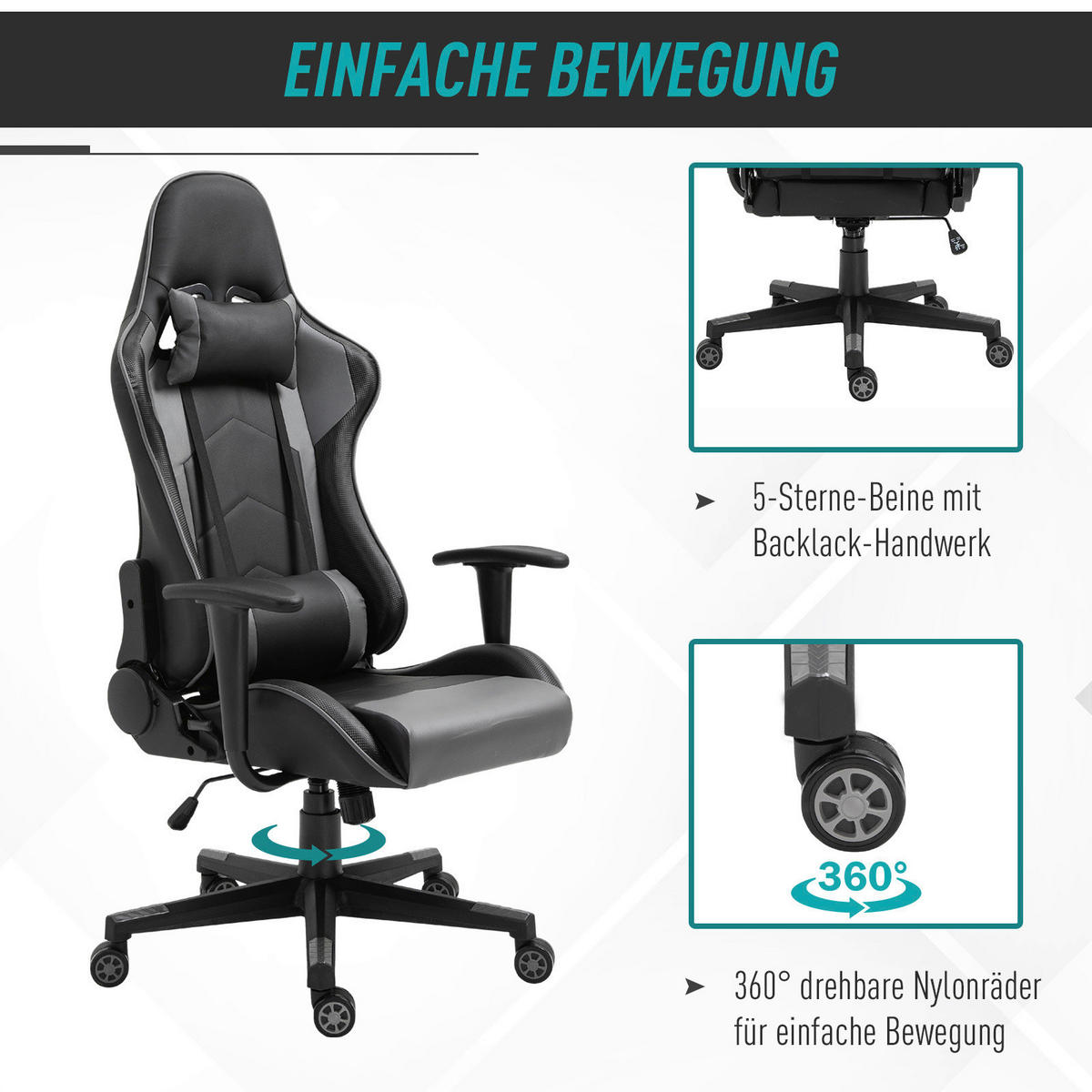 Gaming-Sessel 921-251 schwarz 921-251 - schwarz (67,50/136,00/56,00cm) - Vinsetto