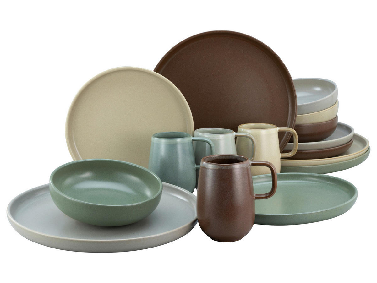 CreaTable Kombiservice uno NATURAL multicolor Steinzeug 16 tlg. uno NATURAL - multicolor - CreaTable