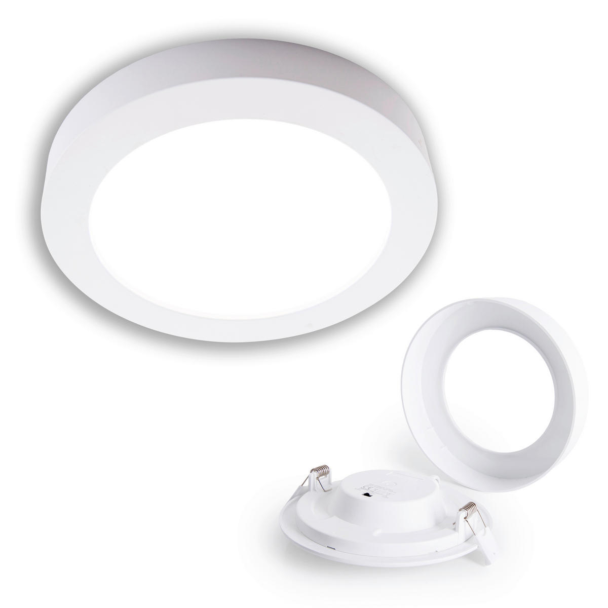 Näve Leuchten LED-Ein-/Aufbauleuchte weiß Kunststoff Metall B/H/T/D: ca. 24,6x3,5x24,6x24,6 cm KOMPLEX - weiß (24,60/3,50/24,60cm) - Näve Leuchten