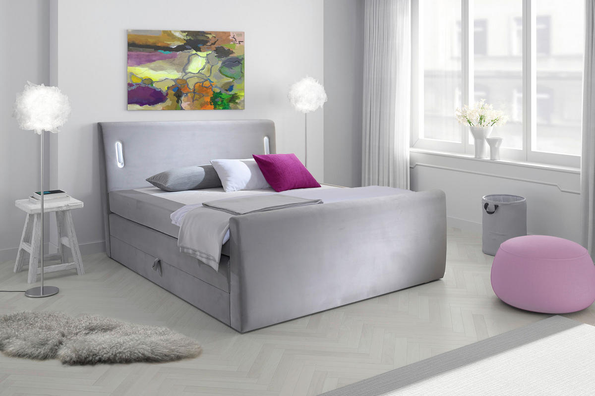 Boxspringbett Lighting hellgrau Liegefläche B/L: ca. 180x200 cm Lighting - hellgrau (181,00/119,00/224,00cm)