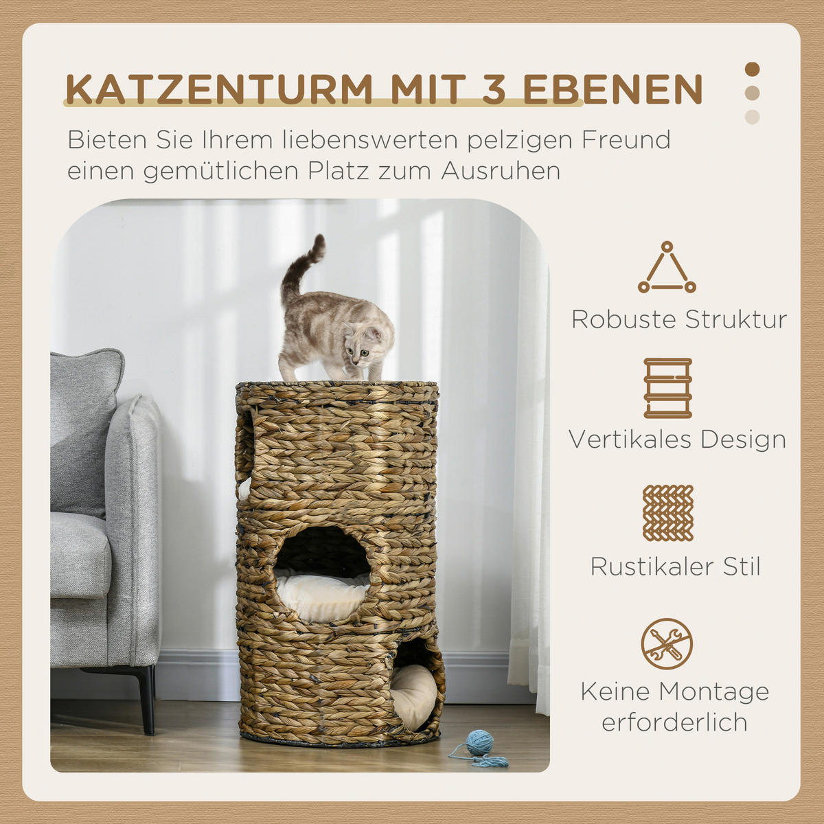 PawHut Kratztonne kaffee Stahl B/H/L: ca. 40x73x40 cm Kratztonne - kaffee (40,00/40,00/73,00cm) - PawHut