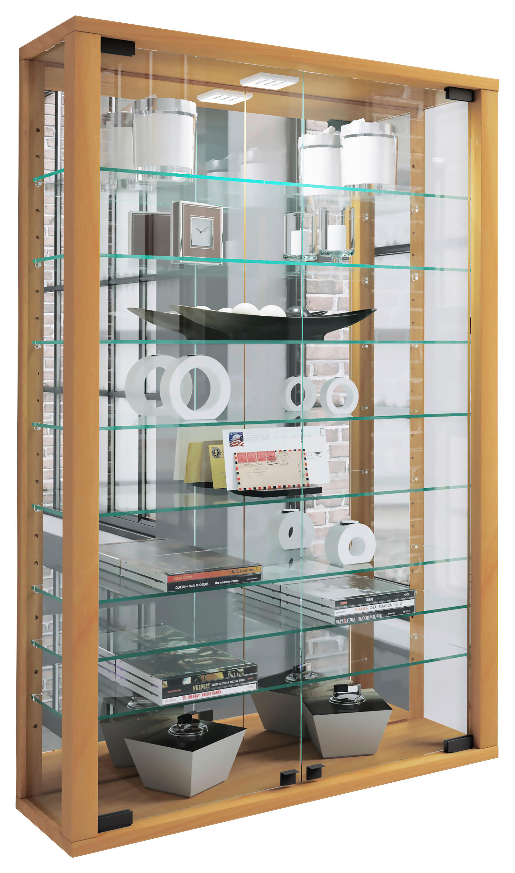Vitrine Vitrosa buche Nachbildung Holzwerkstoff Glas B/H/T: ca. 59x91x18 cm Vitrosa - buche (59,00/91,00/18,00cm) - VCM Möbel