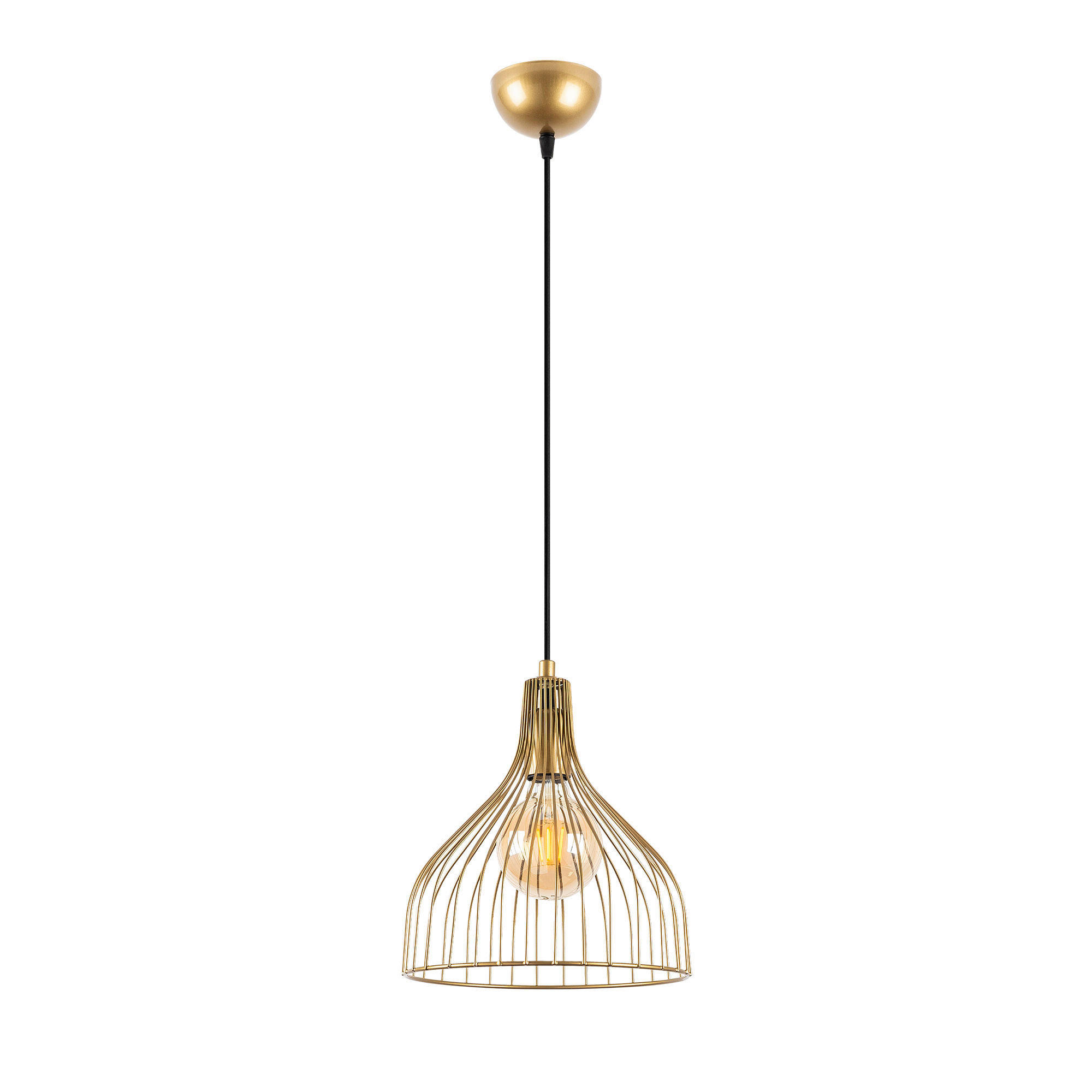 Opviq Pendelleuchte gold B/H/L: ca. 25x123x25 cm E27 1 Brennstellen Cafu - gold (25,00/25,00/123,00cm) - Opviq