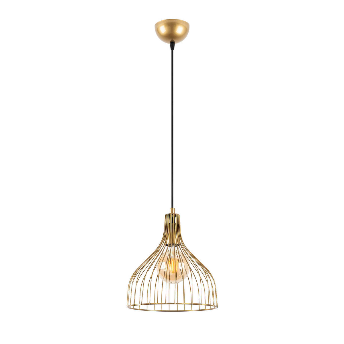 Opviq Pendelleuchte gold B/H/L: ca. 25x123x25 cm E27 1 Brennstellen Cafu - gold (25,00/25,00/123,00cm) - Opviq