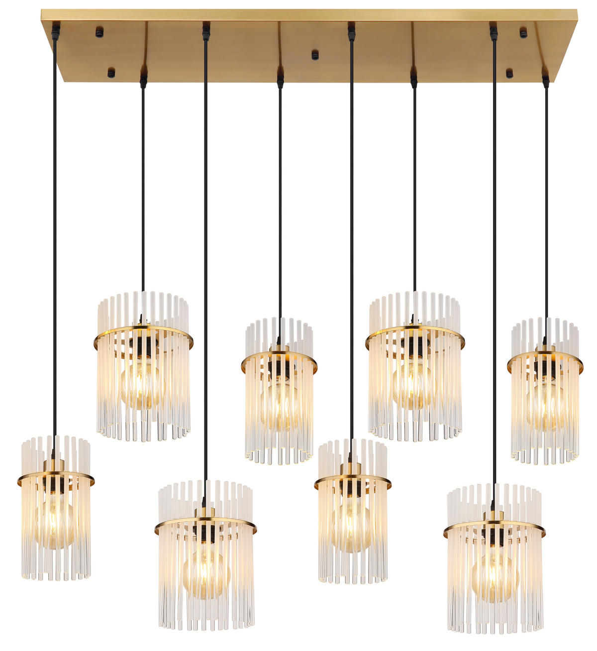 GLOBO Hängeleuchte klar Opal gold Metall Glas B/H/L: ca. 38x125x110 cm E27 8 Brennstellen GORLEY - gold/klar (110,00/38,00/125,00cm) - GLOBO
