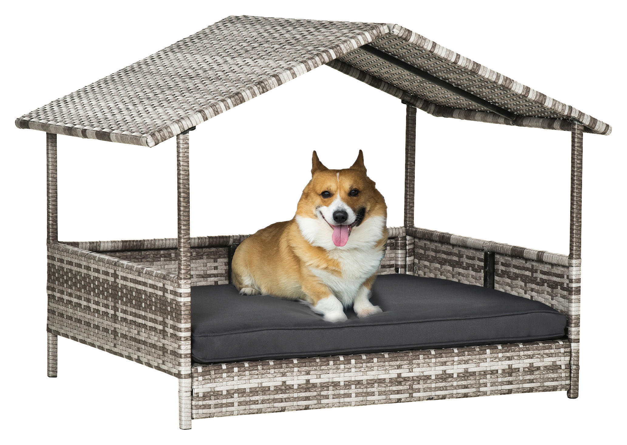 PawHut Hunde-Zubehör grau Polyester B/H/L: ca. 98x69x70 cm Hundehütte - grau (70,00/98,00/69,00cm) - PawHut