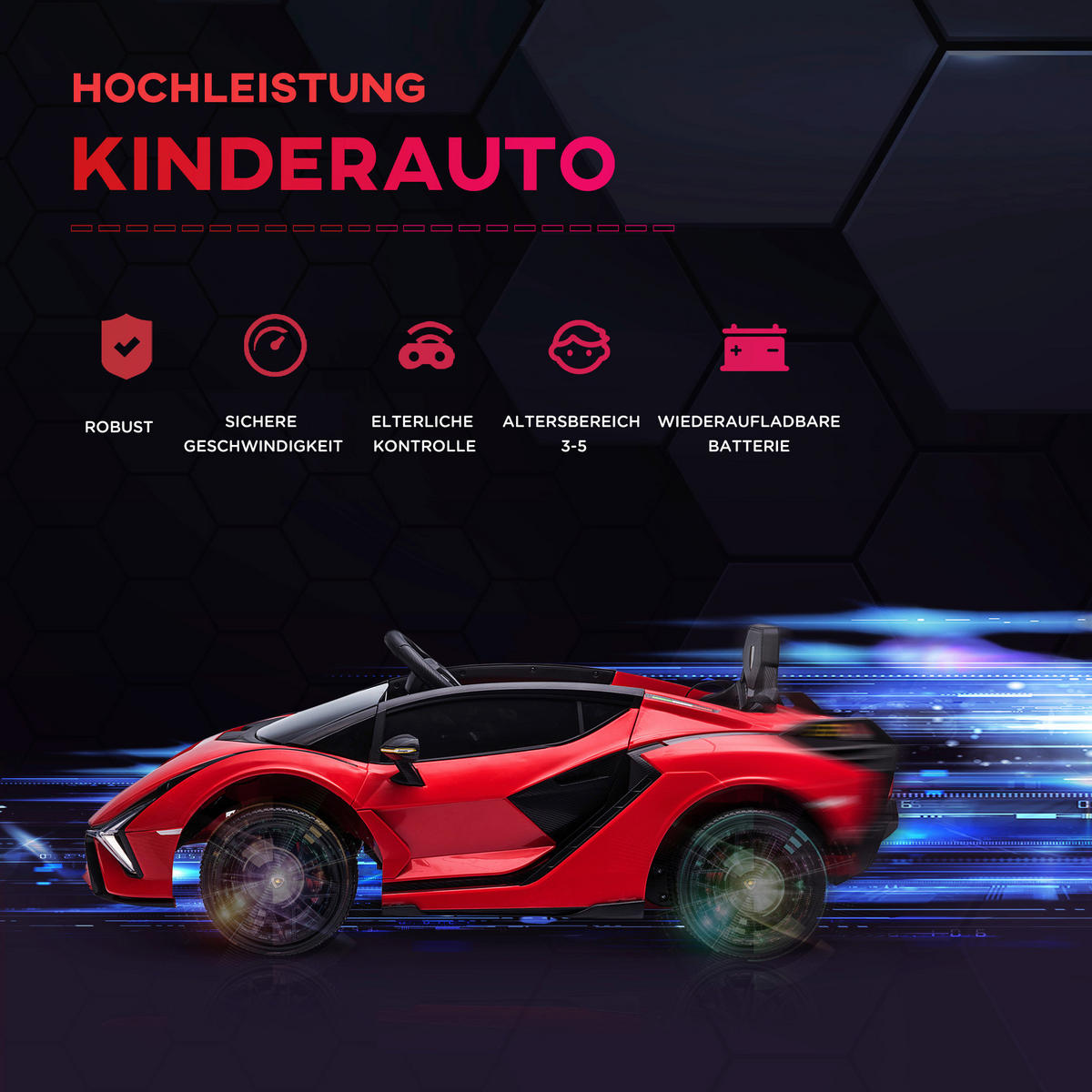 HOMCOM Kinder-Elektroauto rot B/H/L: ca. 62x65x132 cm Kinder Elektroauto - rot (132,00/62,00/65,00cm) - HOMCOM