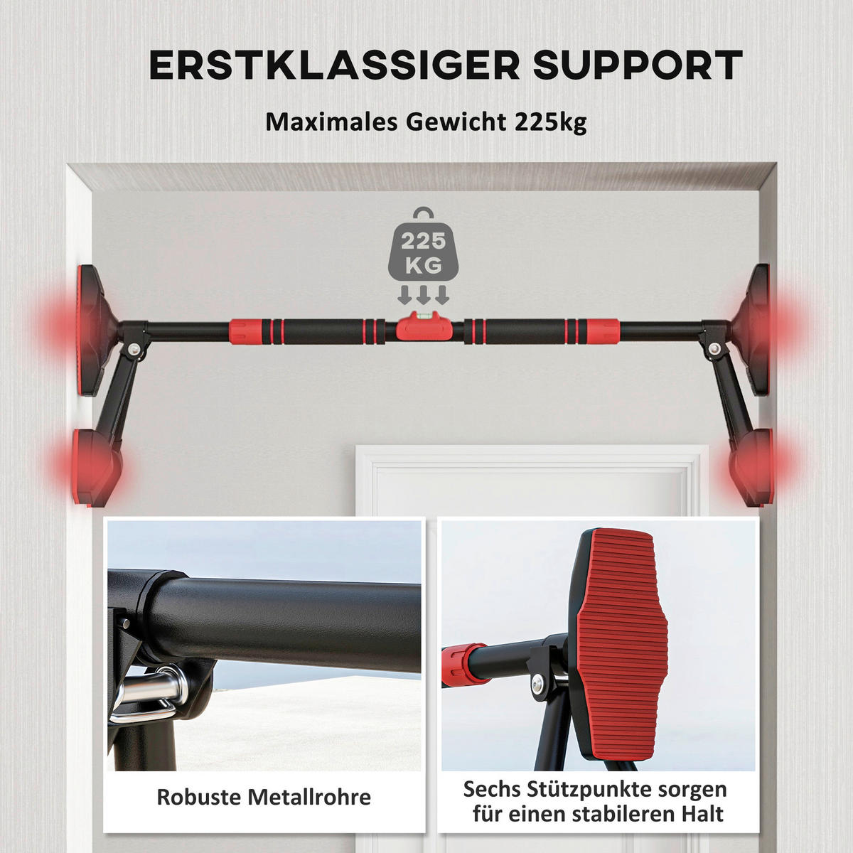 SPORTNOW Klimmzugstange rot Metall B/H/L: ca. 7,5x15x98 cm Klimmzugstange - rot/schwarz (98,00/7,50/15,00cm) - SPORTNOW