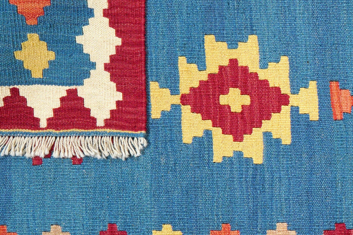 PersaTepp Teppich Kelim Gashgai blau B/H/L: ca. 85x1x298 cm Kelim Gashgai - blau/beige (298,00/85,00/1,00cm) - PersaTepp