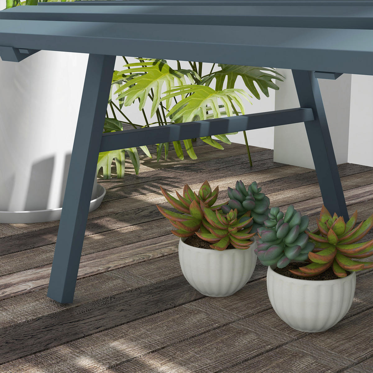 Outsunny Gartenbank blau Aluminium B/H/L: ca. 67x79x123 cm Gartenbank - blau (123,00/67,00/79,00cm) - Outsunny