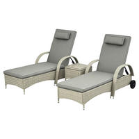 Outsunny Gartenliege-Set mit Tisch grau Polyrattan B/H/L: ca. 73x103x200 cm Gartenliege-Set mit Tisch - grau (200,00/73,00/103,00cm) - Outsunny