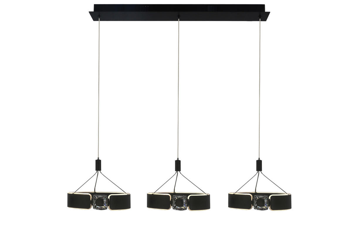 POCOline LED-Pendelleuchte schwarz Metall B/H/T: ca. 82x120x22 cm 3.0 Brennstellen MUSTER-LED-Pendelleuchte_Rings - schwarz (82,00/120,00/22,00cm) - POCOline