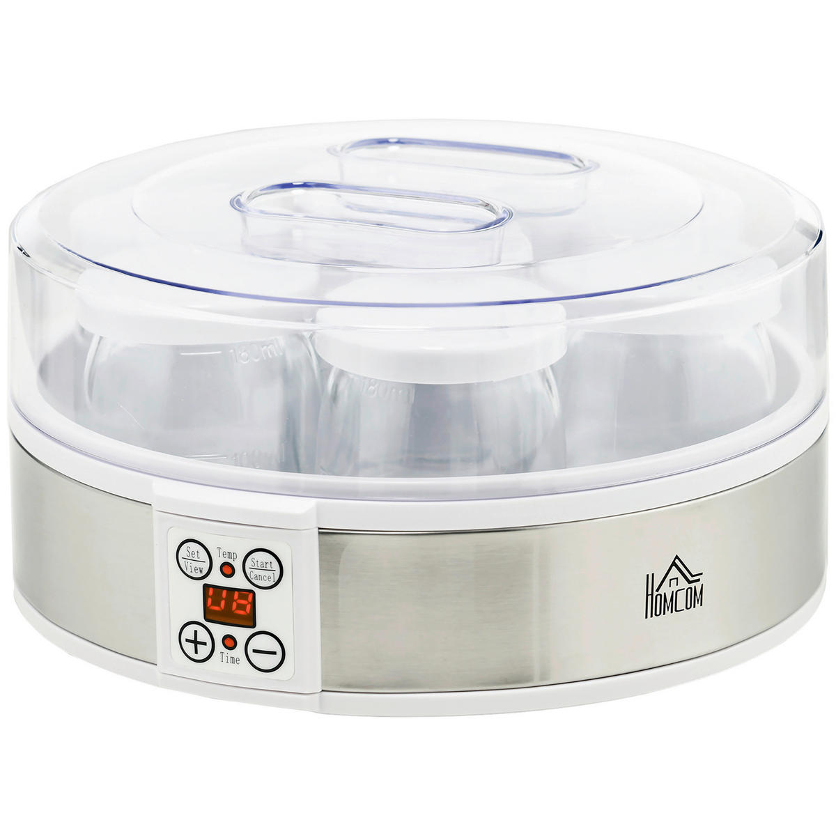 HOMCOM Küchengerät weiß Polypropylen Edelstahl B/H/L: ca. 24x24x13 cm Joghurtbereiter - weiß (13,00/24,00/24,00cm) - HOMCOM